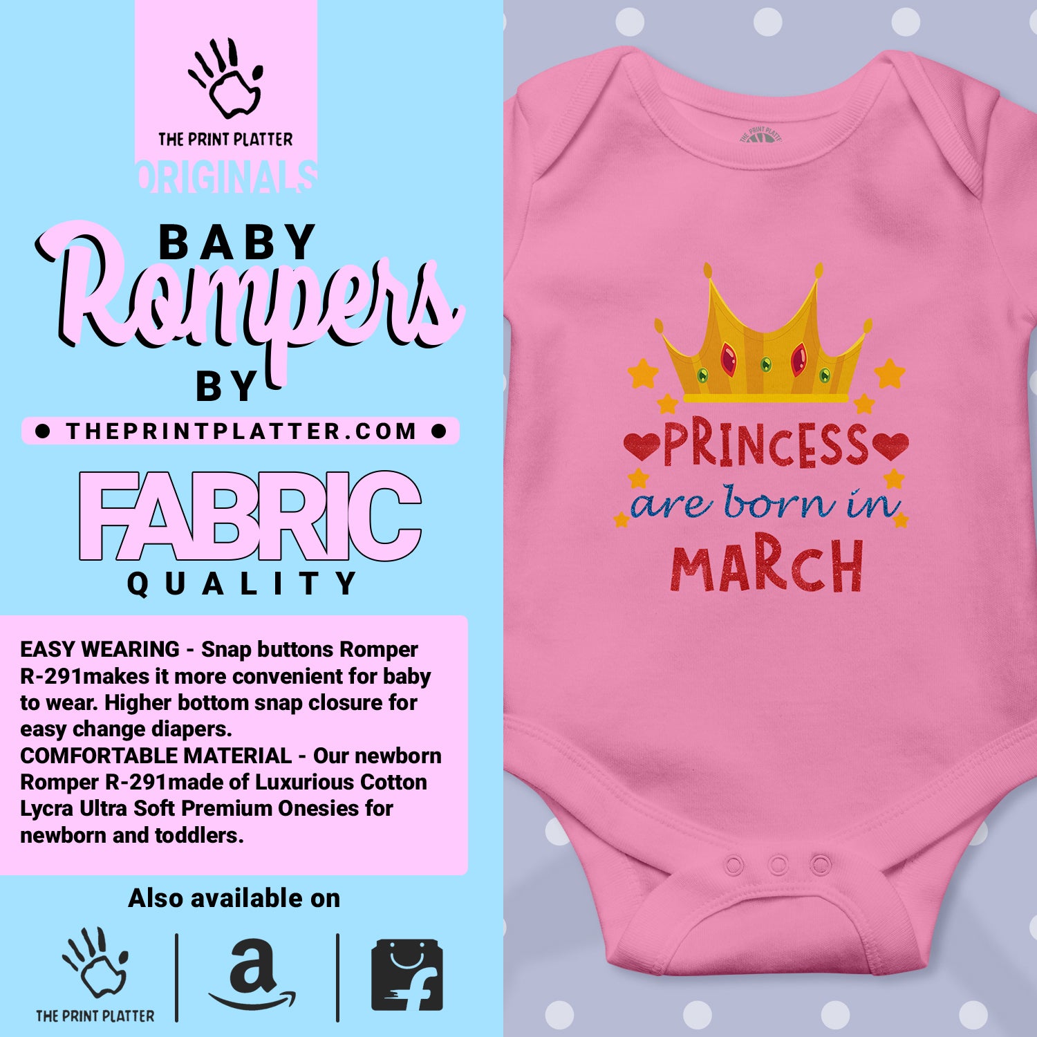 Princess Are Born In March Unisex Half Sleeve Romper