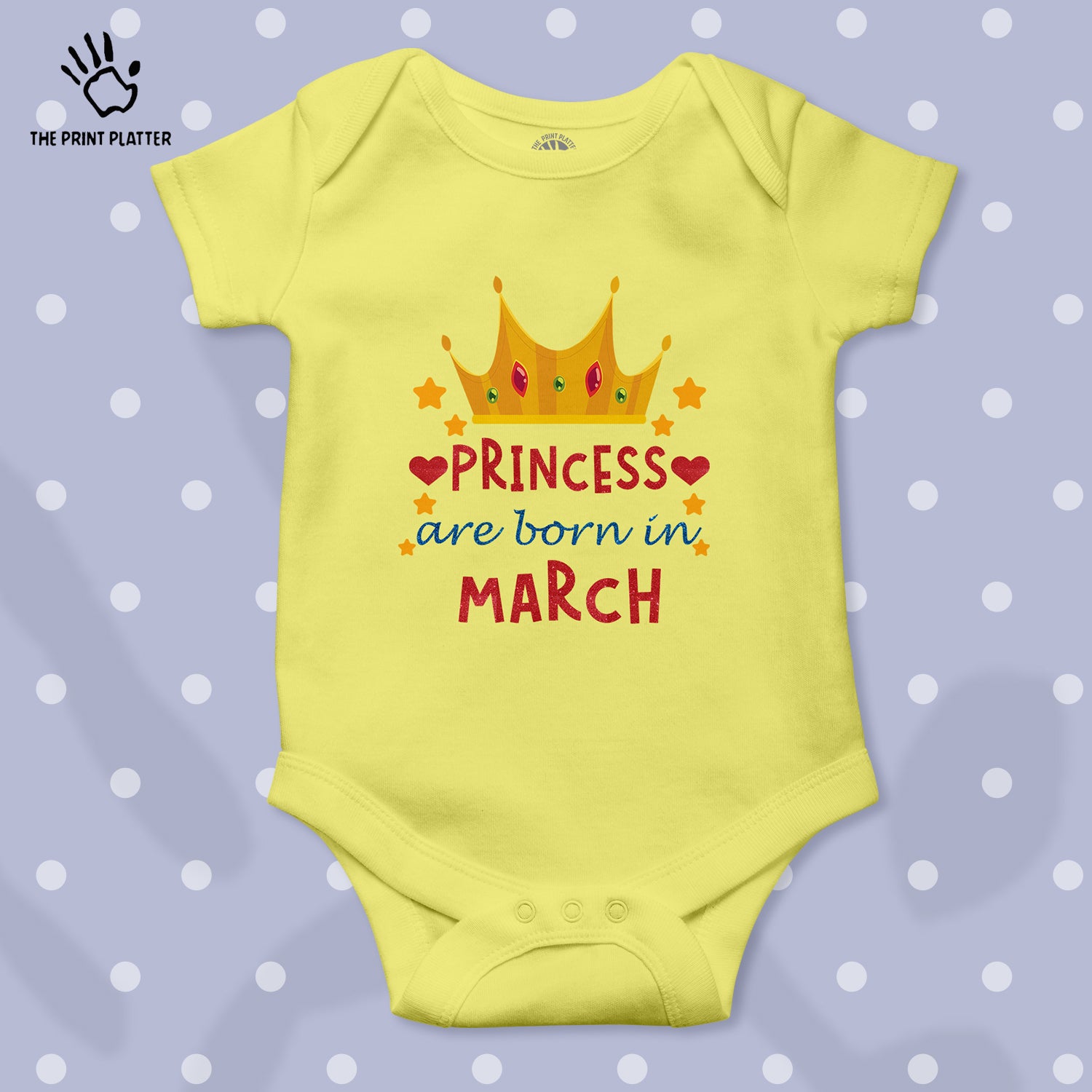 Princess Are Born In March Unisex Half Sleeve Romper