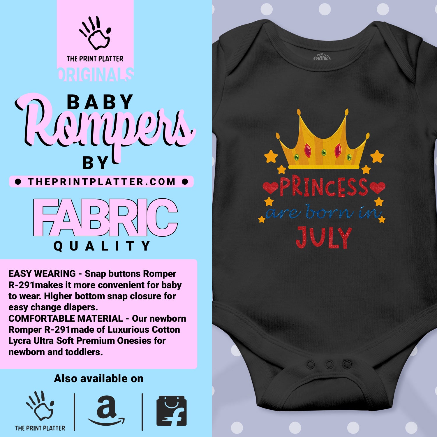 Princess Are Born In July Unisex Half Sleeve Romper