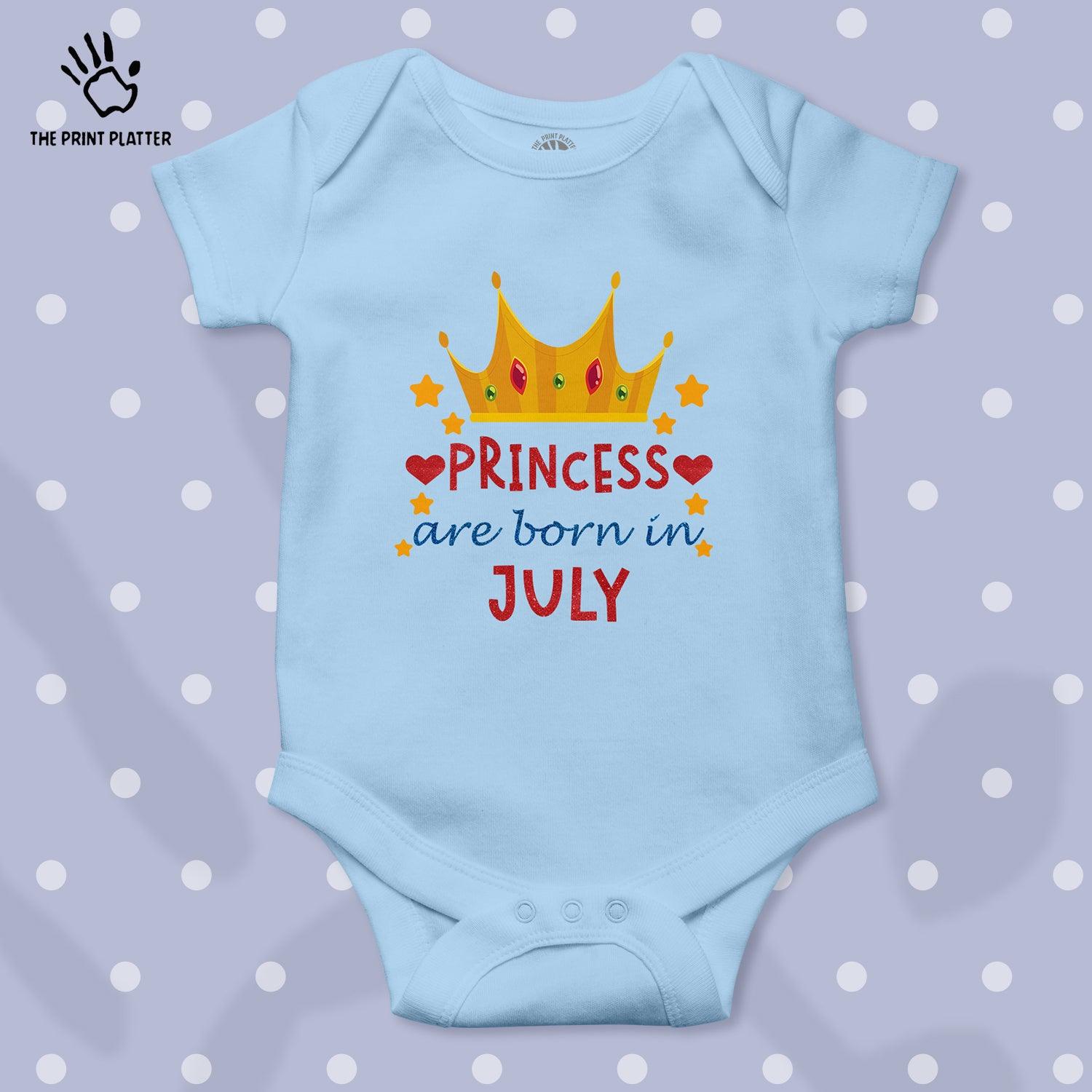 Princess Are Born In July Unisex Half Sleeve Romper