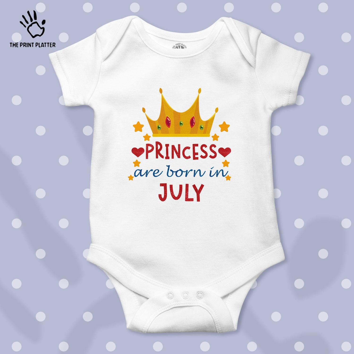 Princess Are Born In July Unisex Half Sleeve Romper