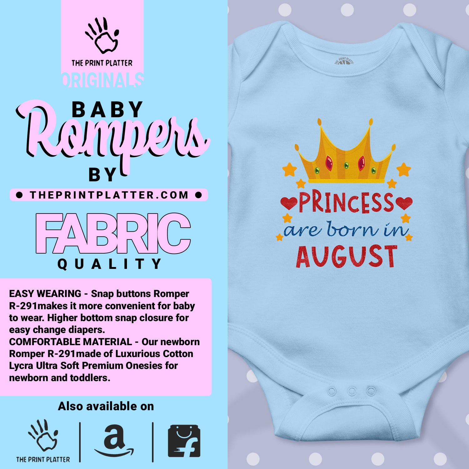 Princess Are Born In August Unisex Half Sleeve Romper