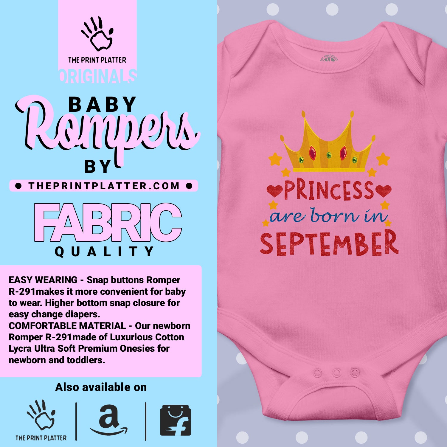 Princess Are Born In September Unisex Half Sleeve Romper