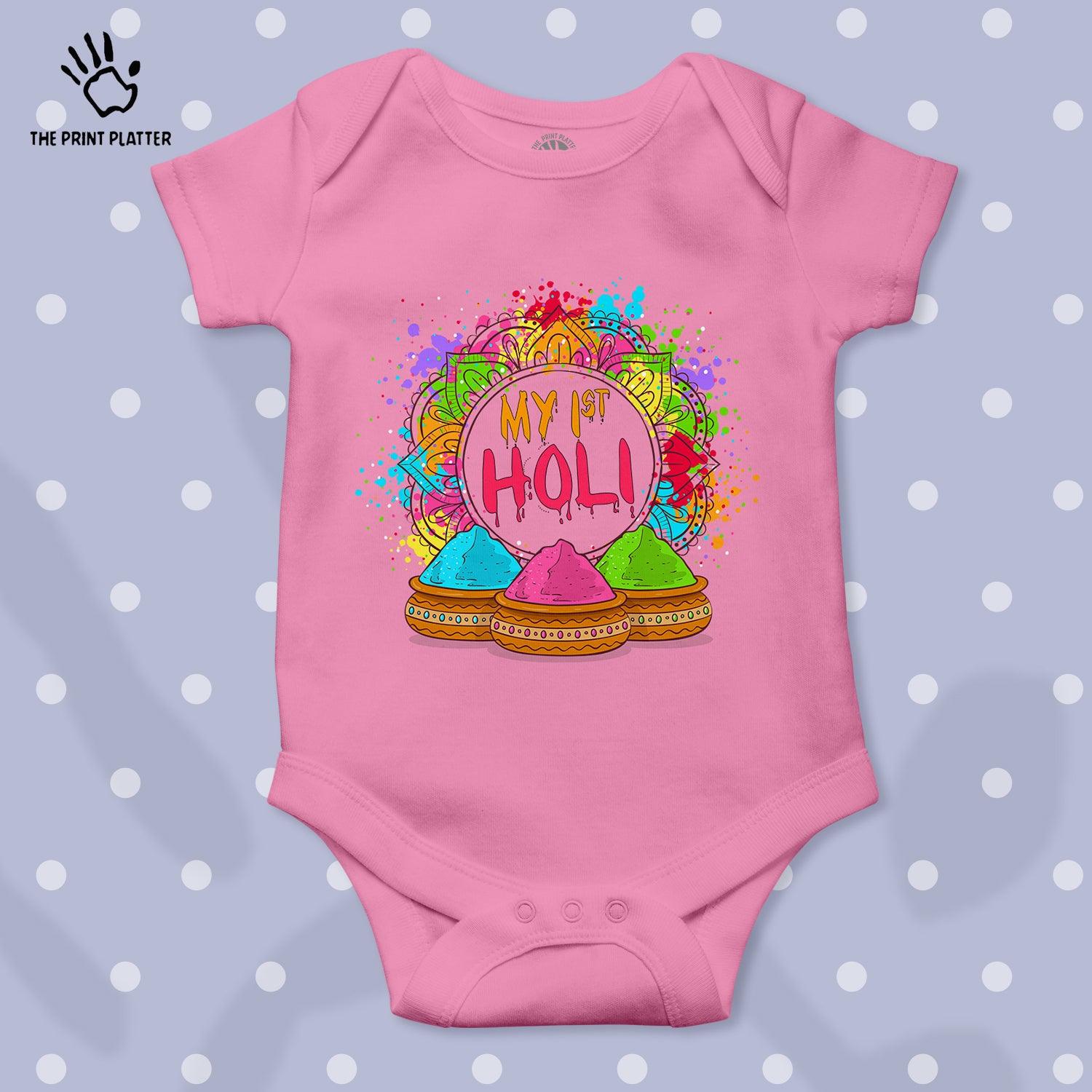 My First Holi Unisex Half Sleeve Romper