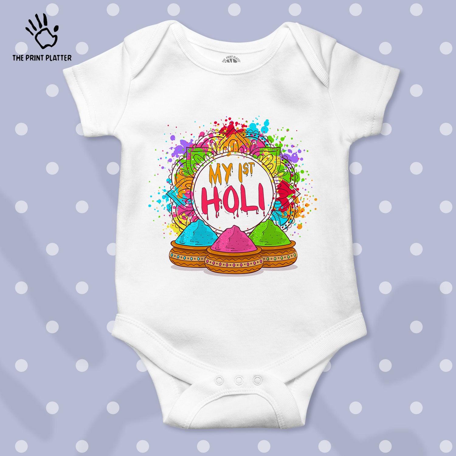 My First Holi Unisex Half Sleeve Romper