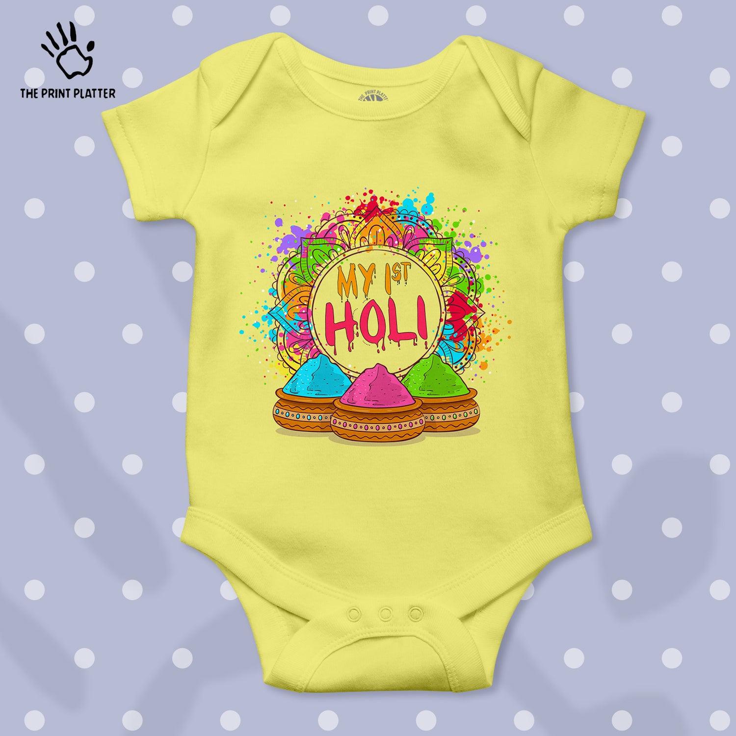 My First Holi Unisex Half Sleeve Romper