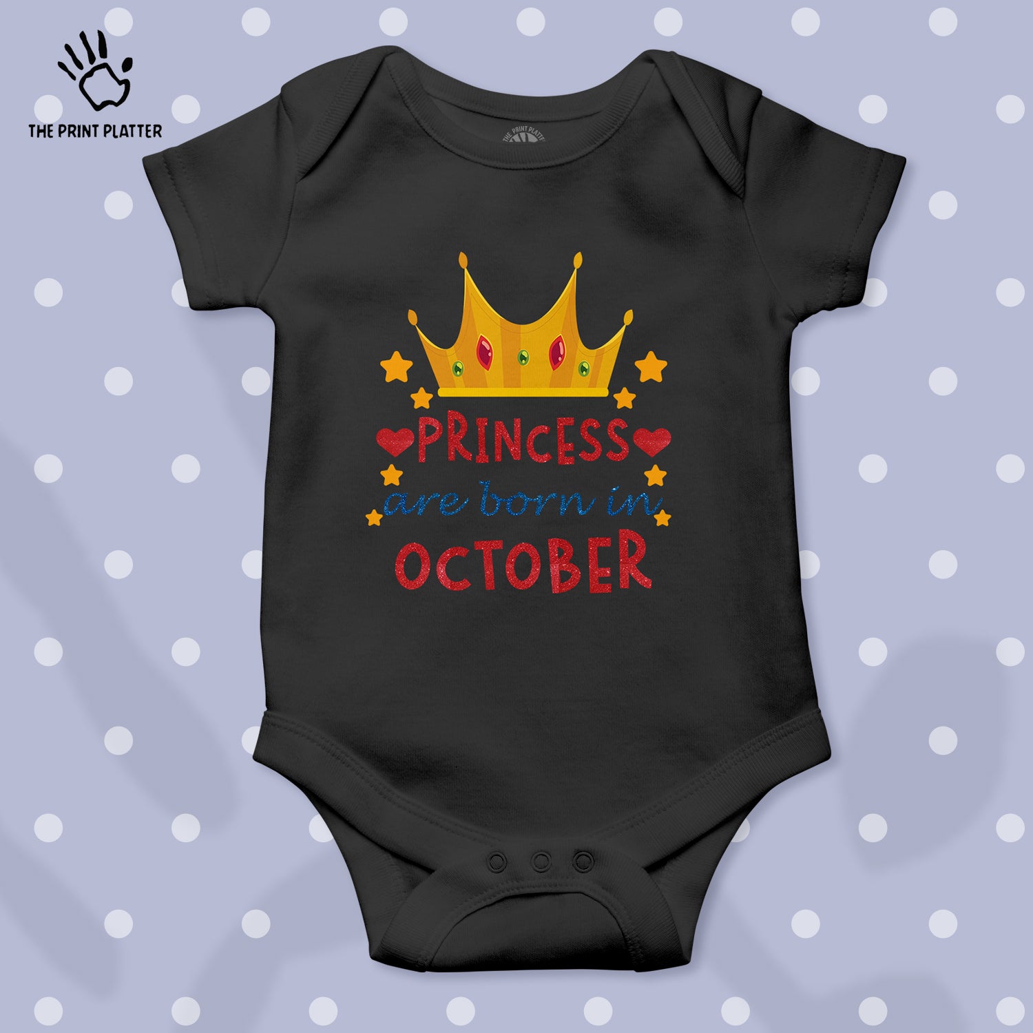 Princess Are Born In October Unisex Half Sleeve Romper