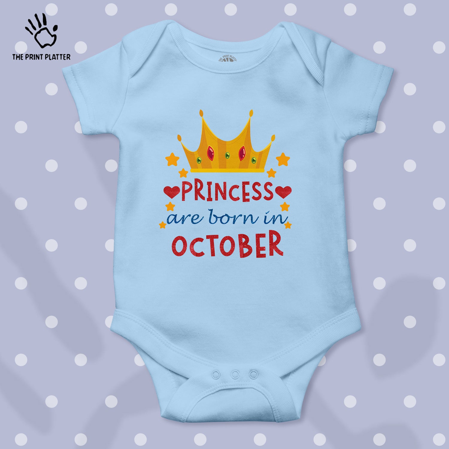 Princess Are Born In October Unisex Half Sleeve Romper