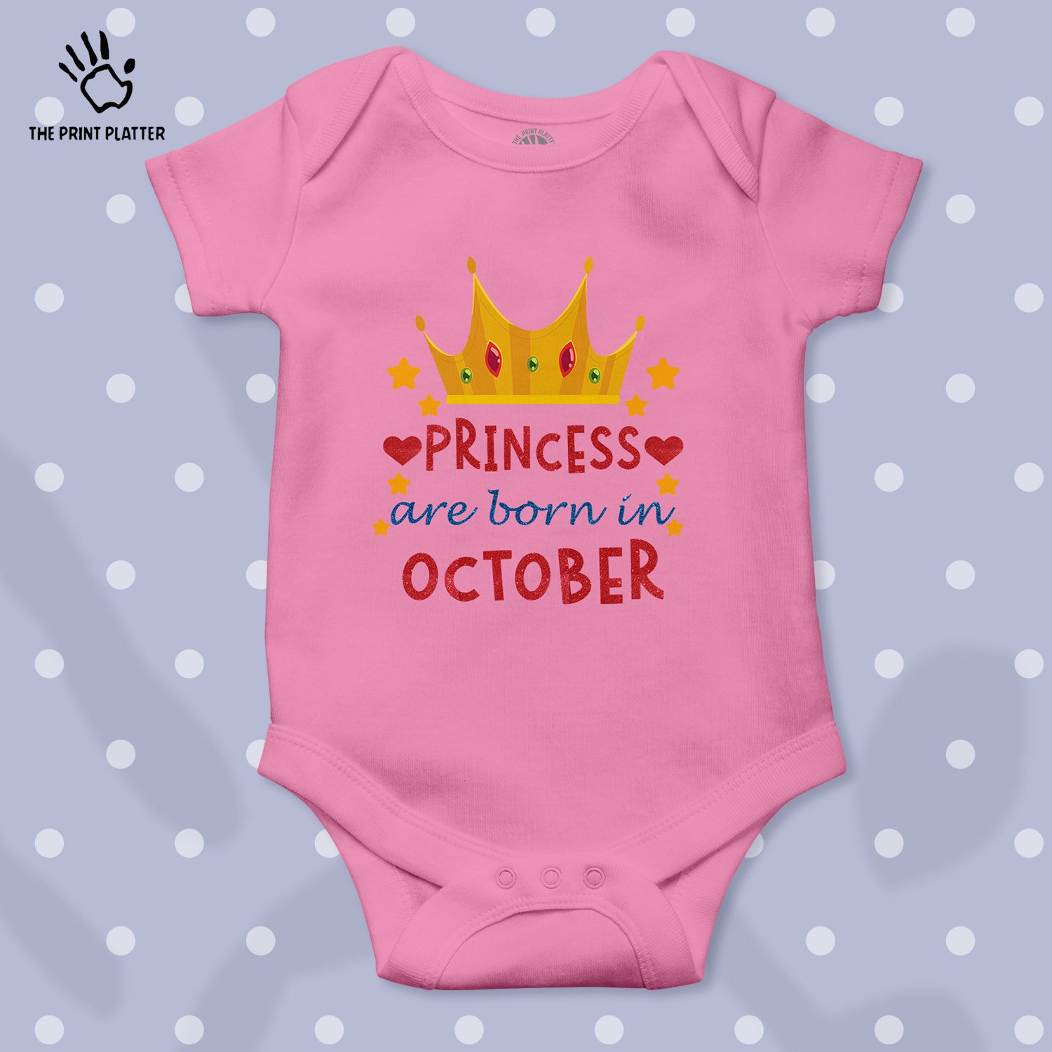 Princess Are Born In October Unisex Half Sleeve Romper