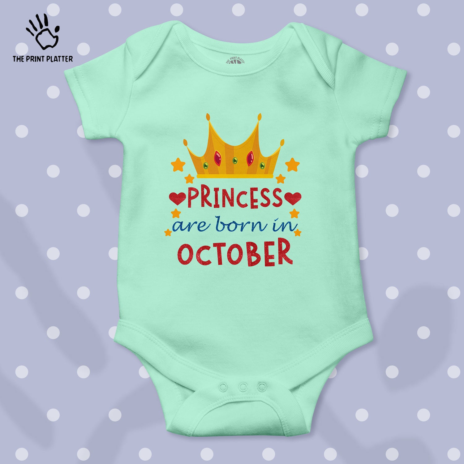 Princess Are Born In October Unisex Half Sleeve Romper