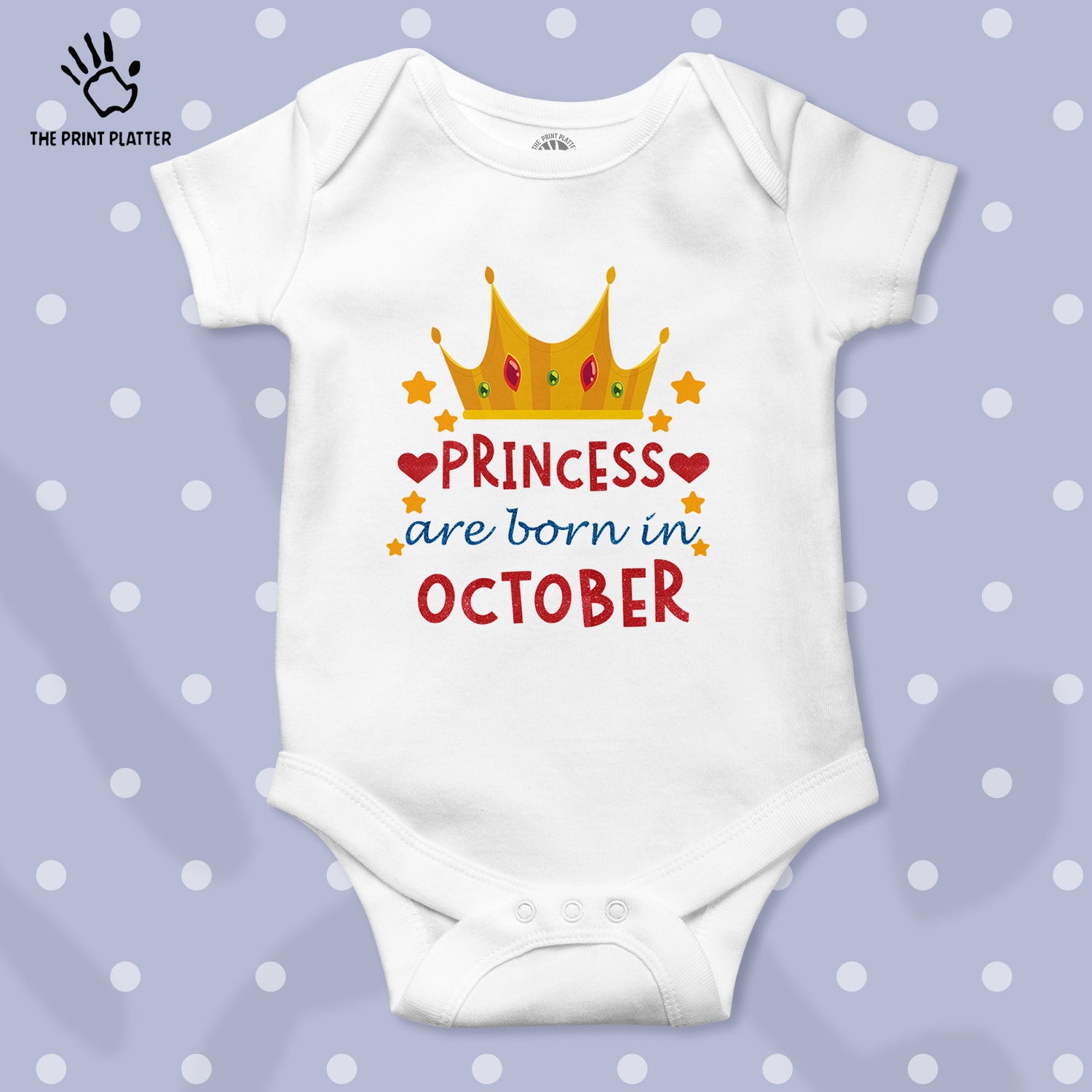 Princess Are Born In October Unisex Half Sleeve Romper