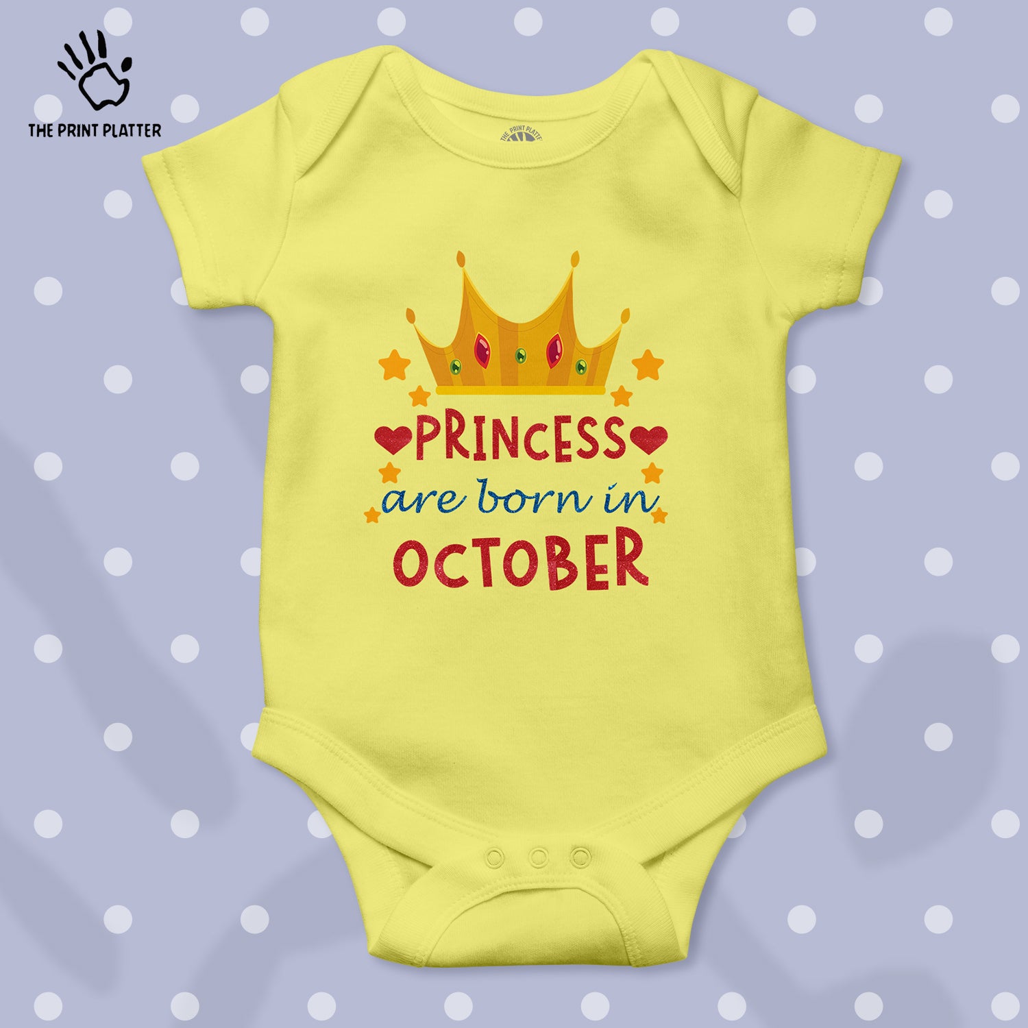 Princess Are Born In October Unisex Half Sleeve Romper