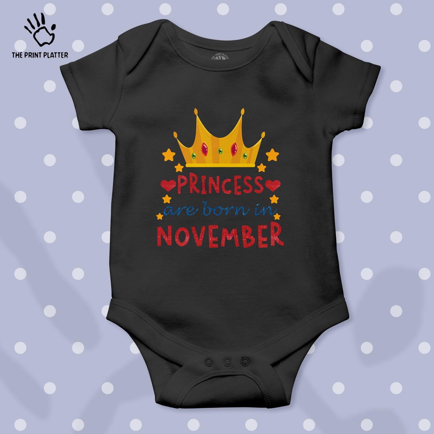 Princess Are Born In November Unisex Half Sleeve Romper