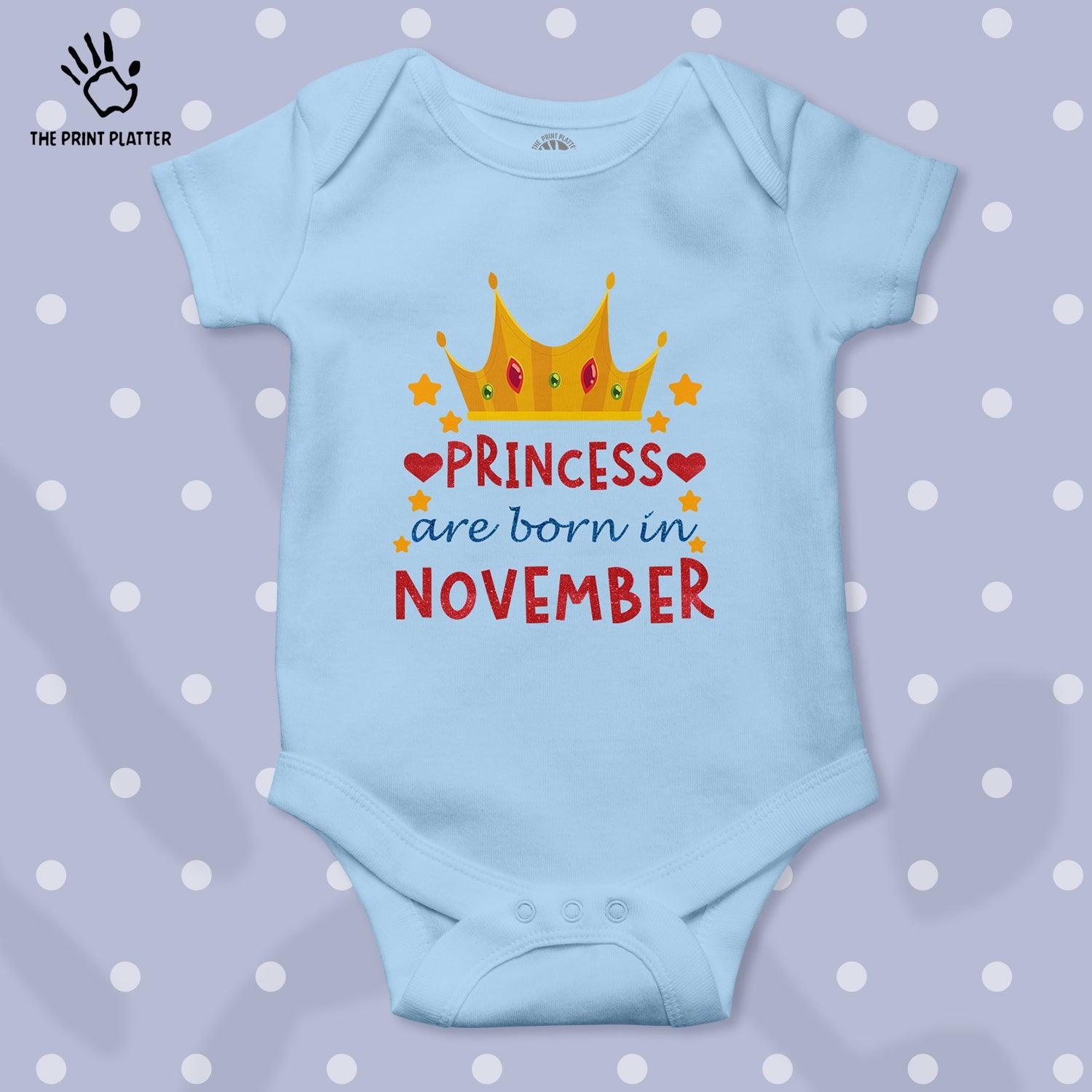 Princess Are Born In November Unisex Half Sleeve Romper