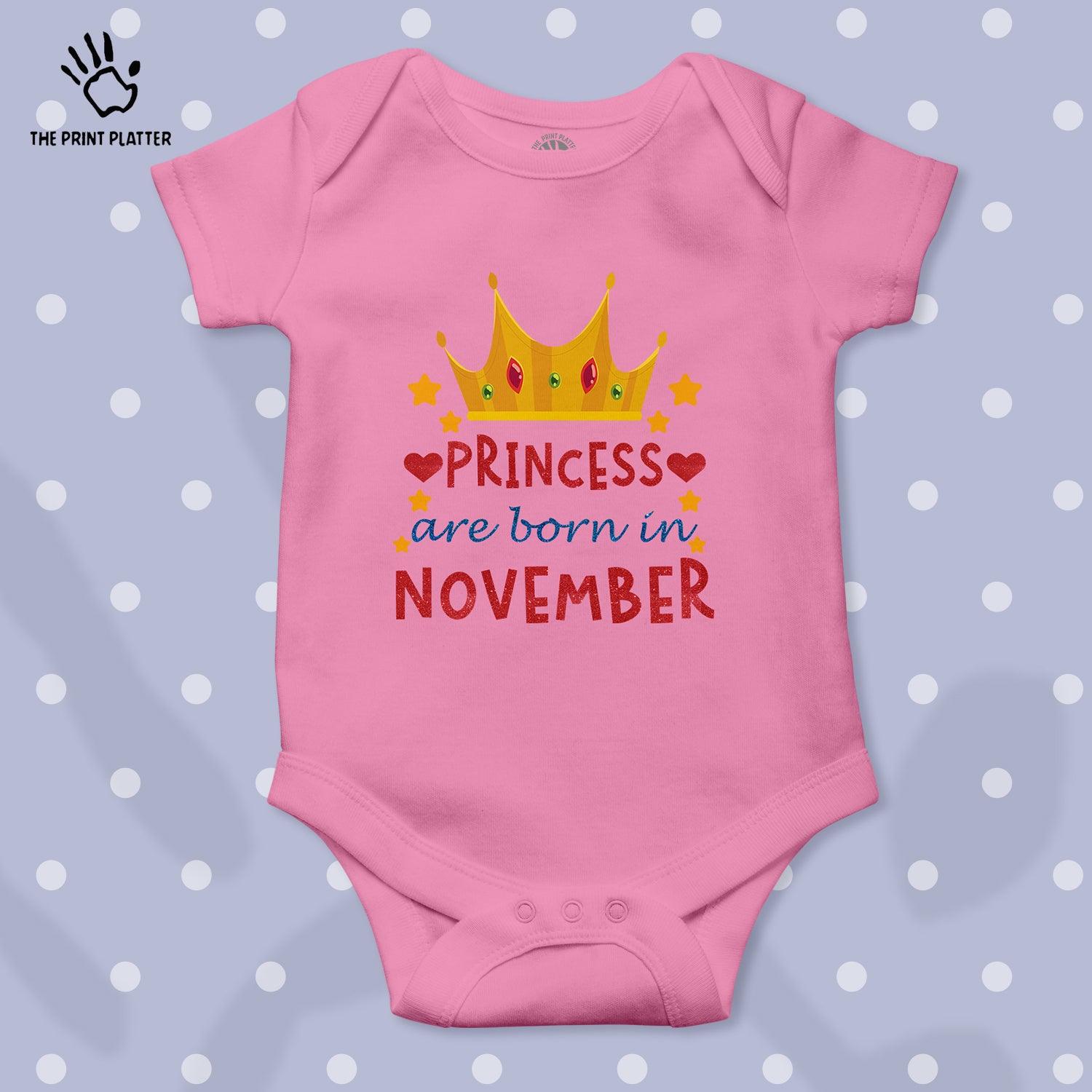 Princess Are Born In November Unisex Half Sleeve Romper