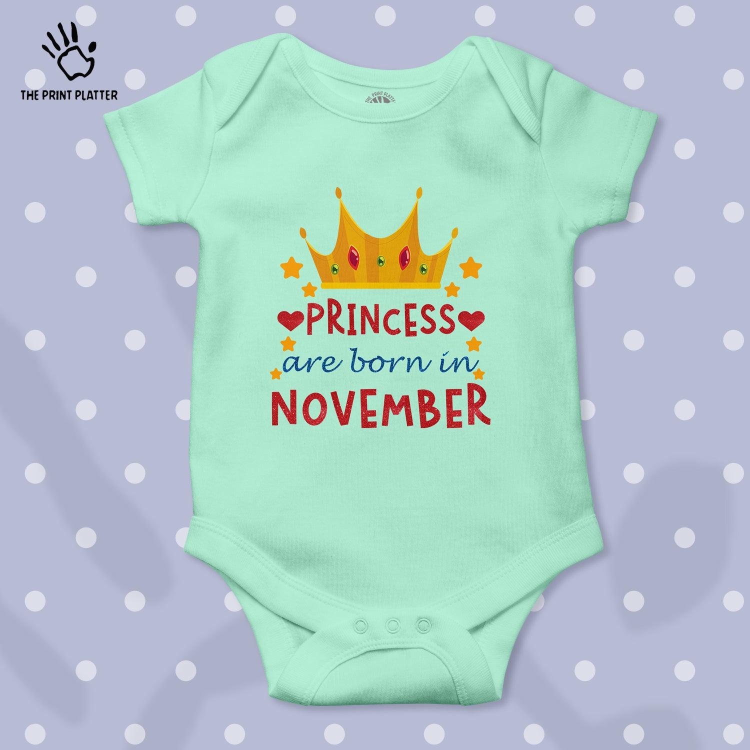 Princess Are Born In November Unisex Half Sleeve Romper