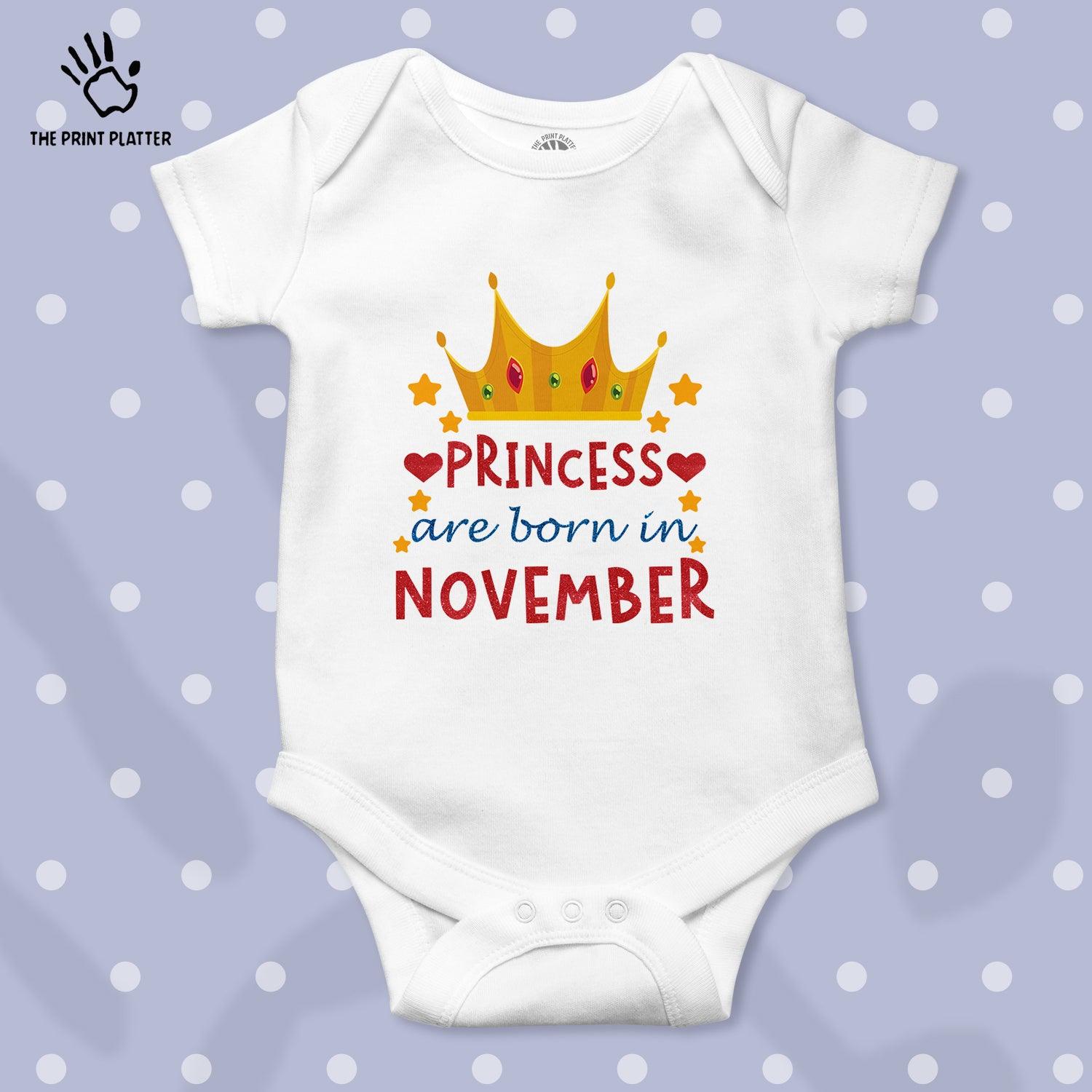 Princess Are Born In November Unisex Half Sleeve Romper