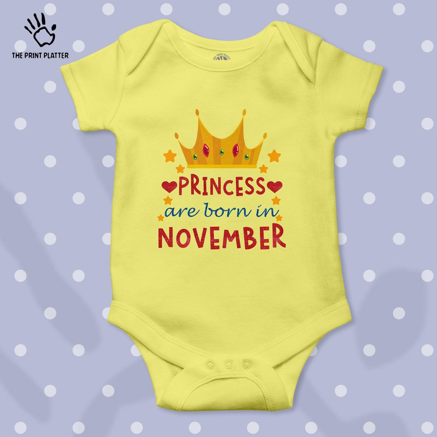 Princess Are Born In November Unisex Half Sleeve Romper