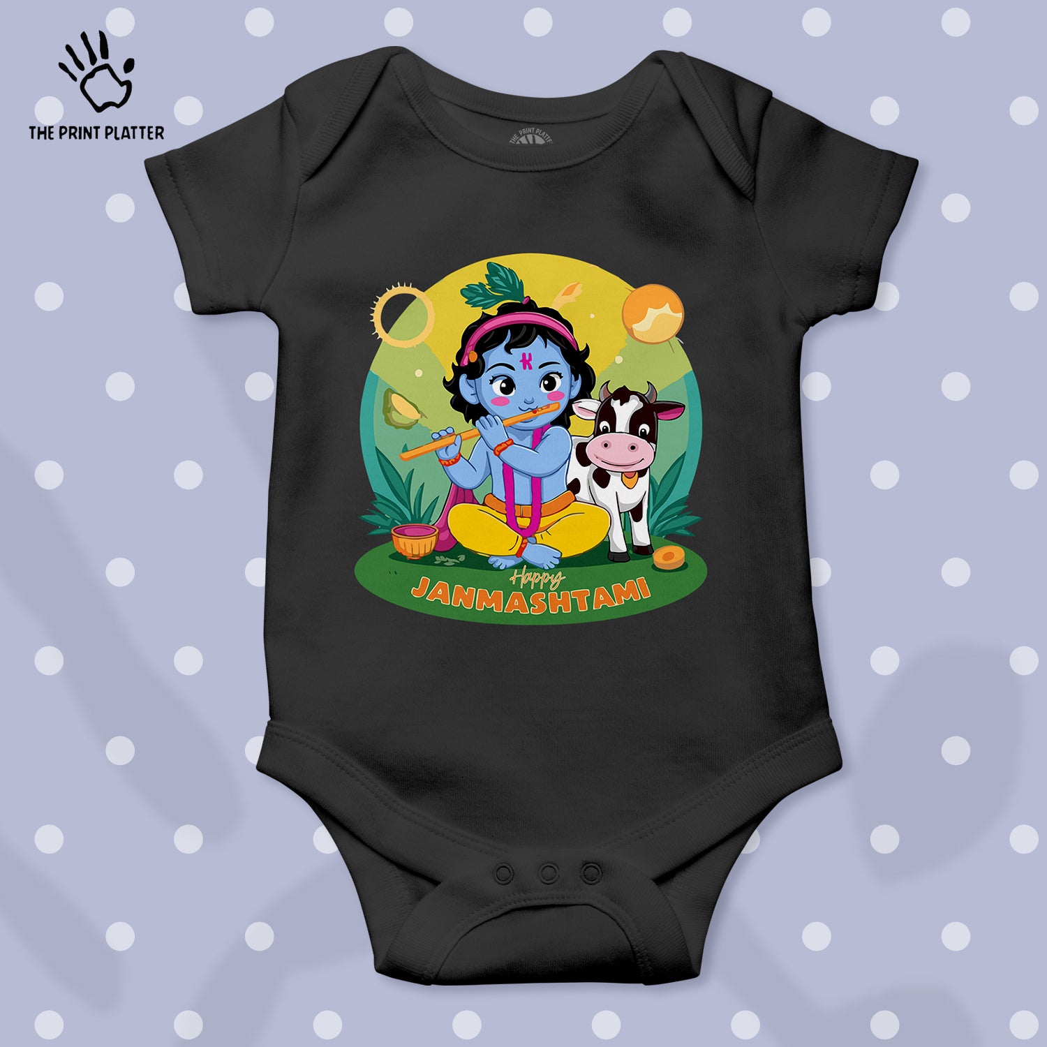 Happy Janmashtami Unisex Half Sleeve Romper