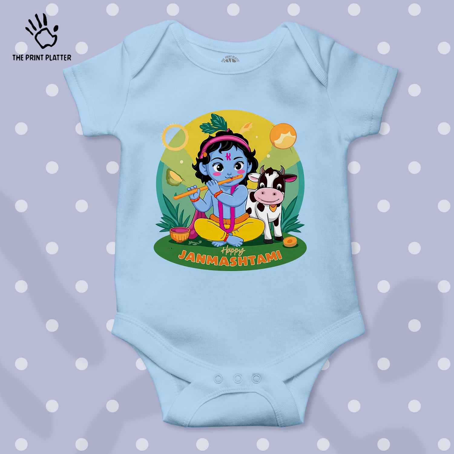 Happy Janmashtami Unisex Half Sleeve Romper