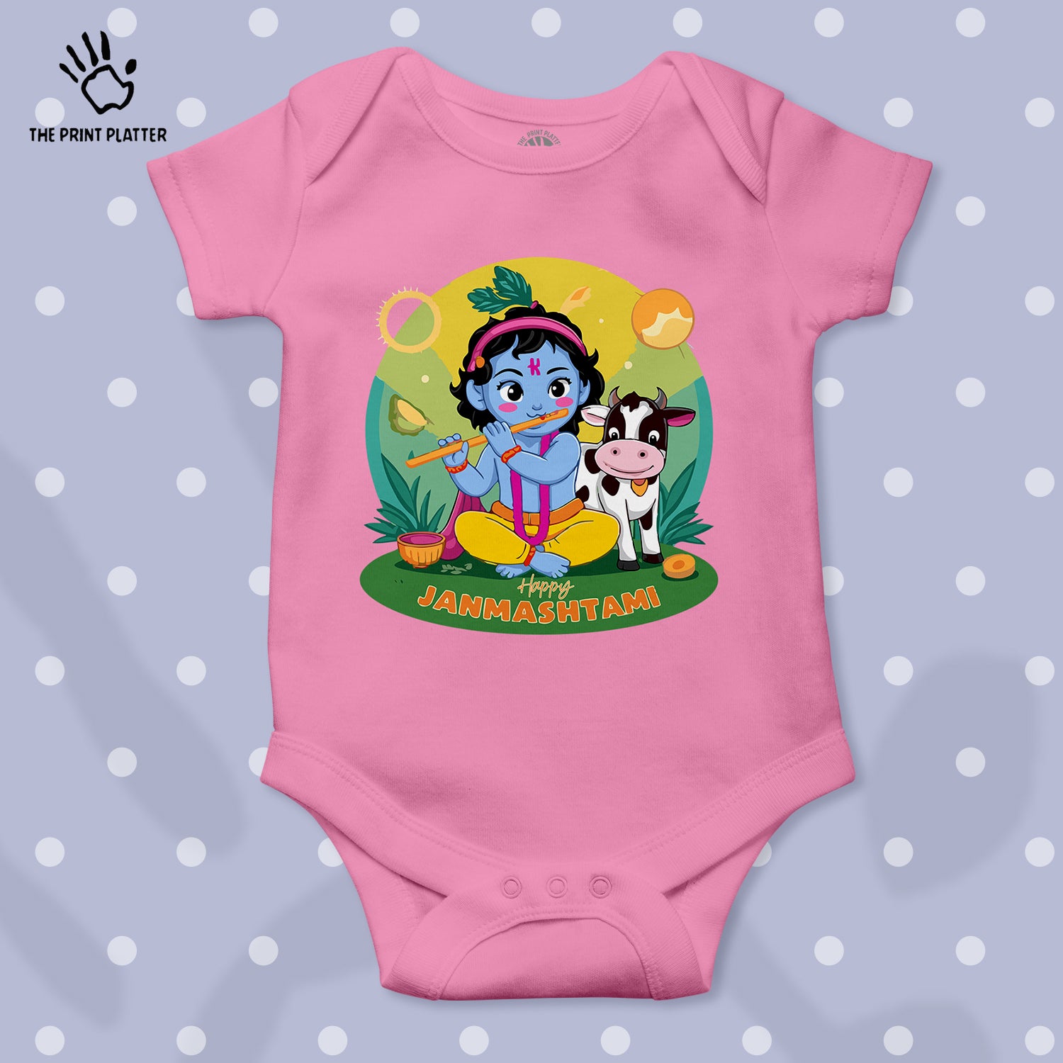 Happy Janmashtami Unisex Half Sleeve Romper