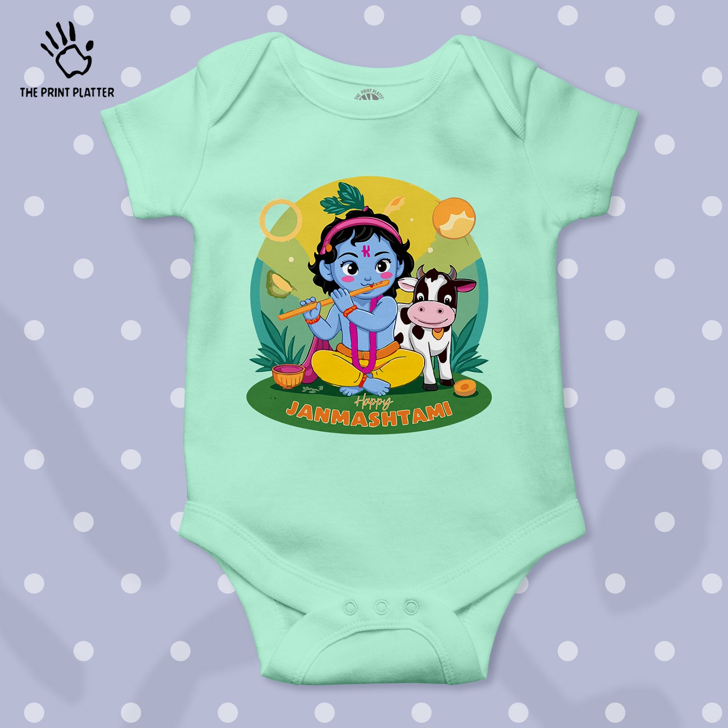 Happy Janmashtami Unisex Half Sleeve Romper