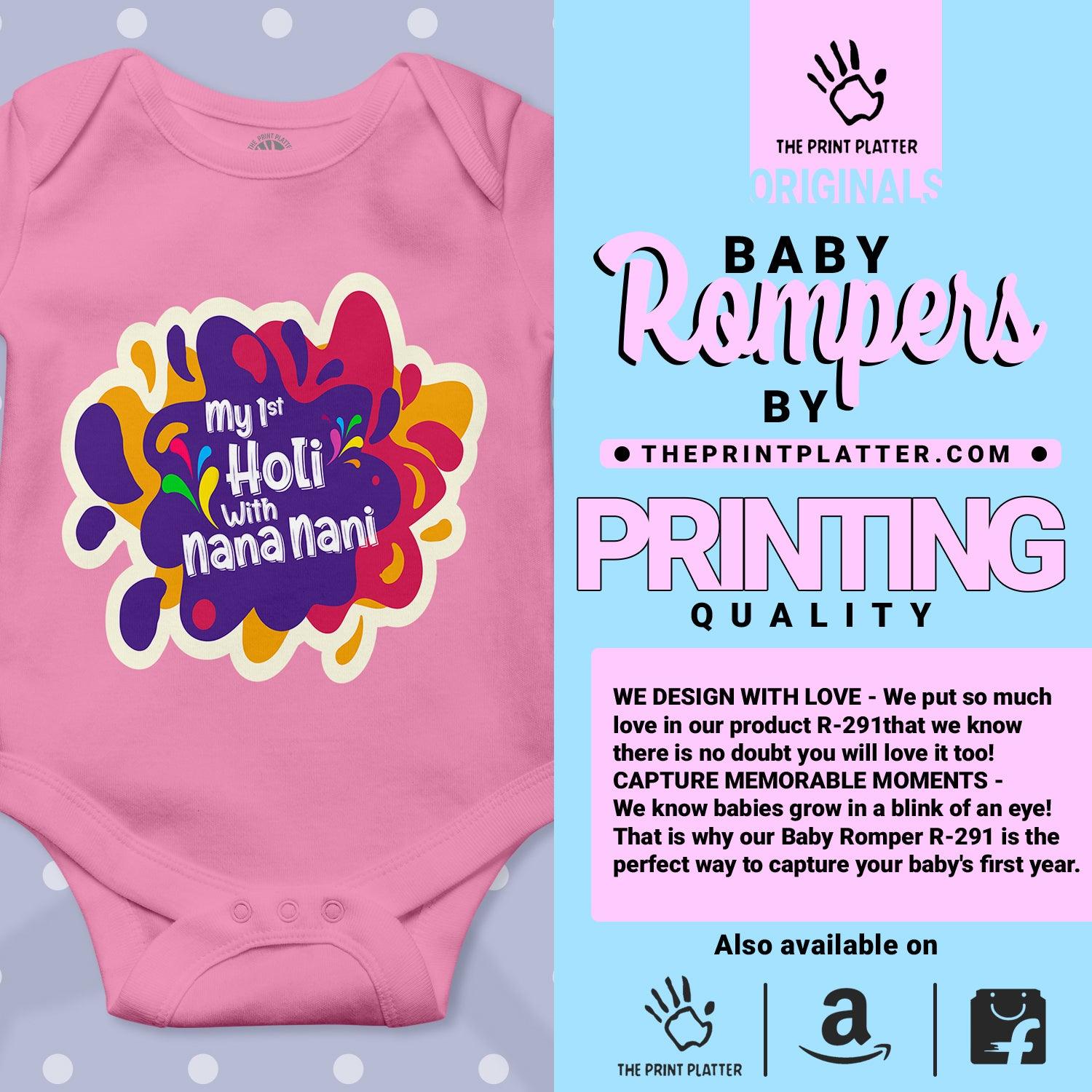 My First Holi With Nana Nani Unisex Half Sleeve Romper