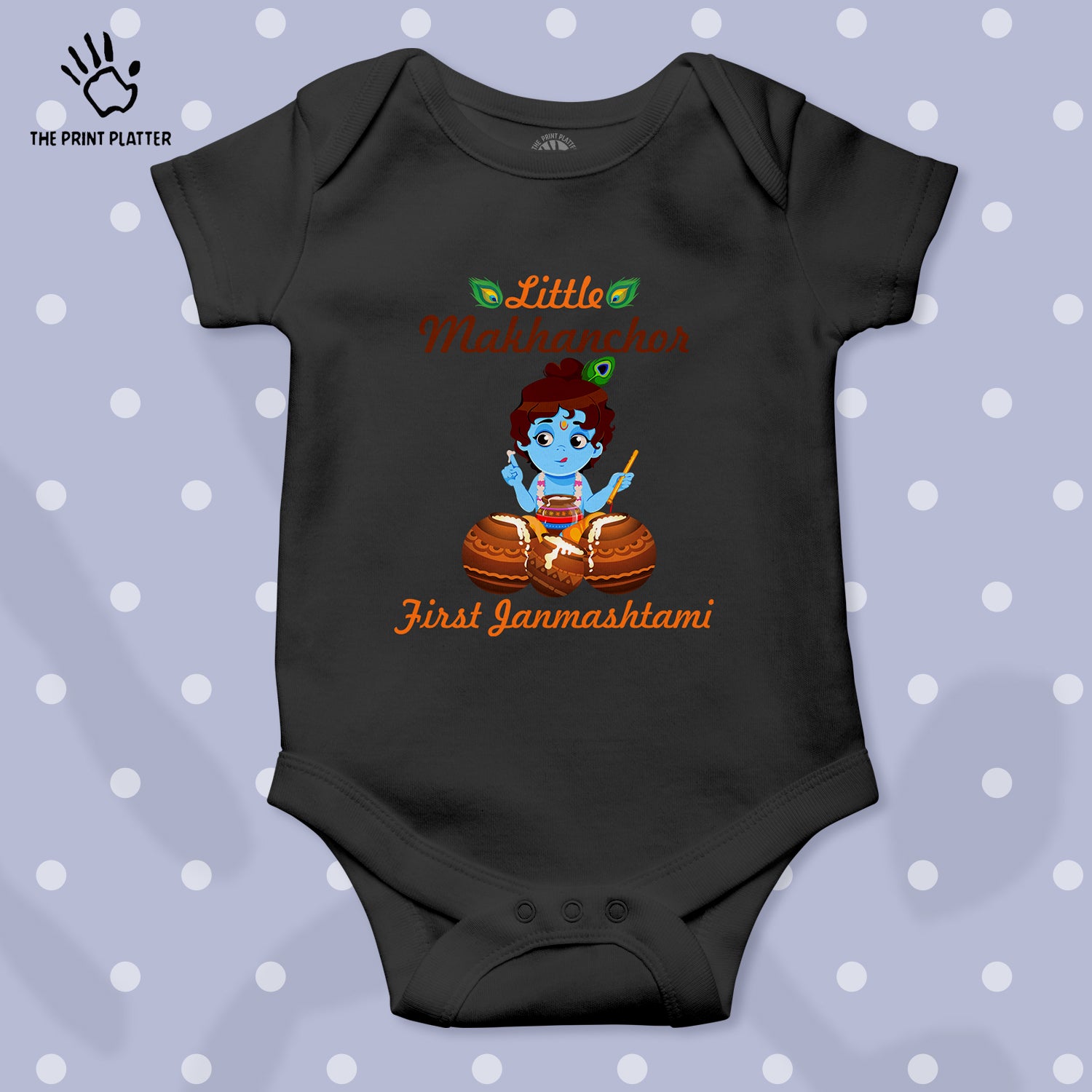 Little Makhanchor First Janmashtami Unisex Half Sleeve Romper