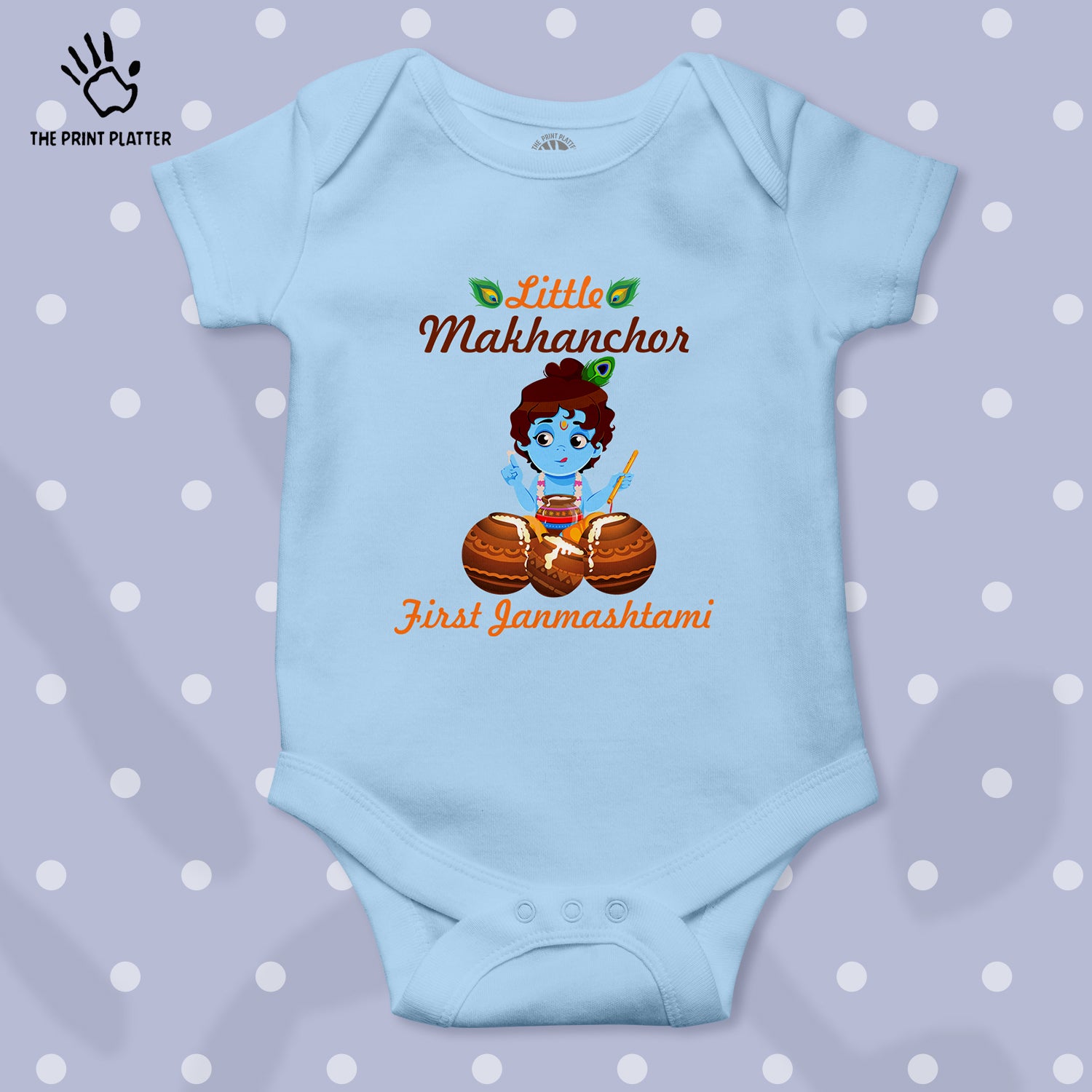 Little Makhanchor First Janmashtami Unisex Half Sleeve Romper