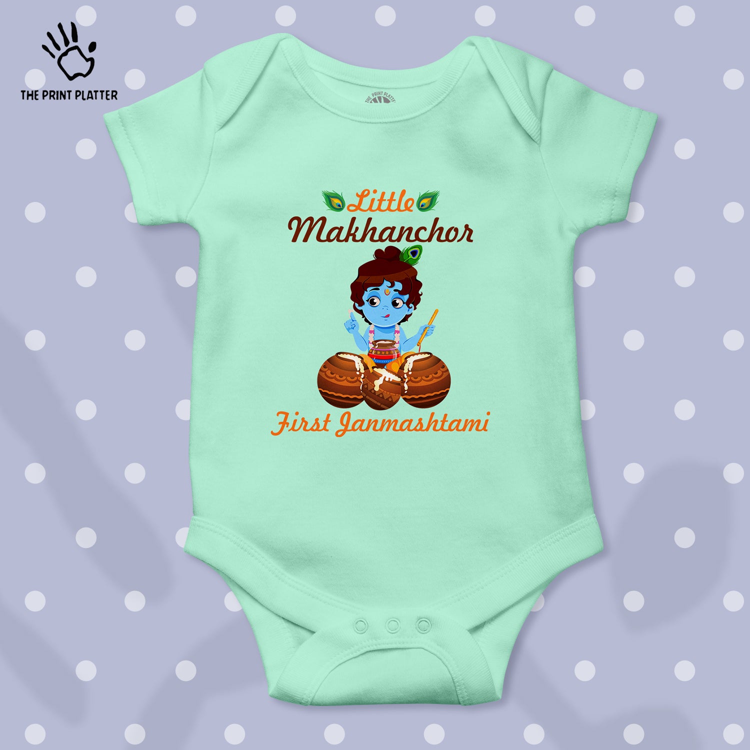 Little Makhanchor First Janmashtami Unisex Half Sleeve Romper