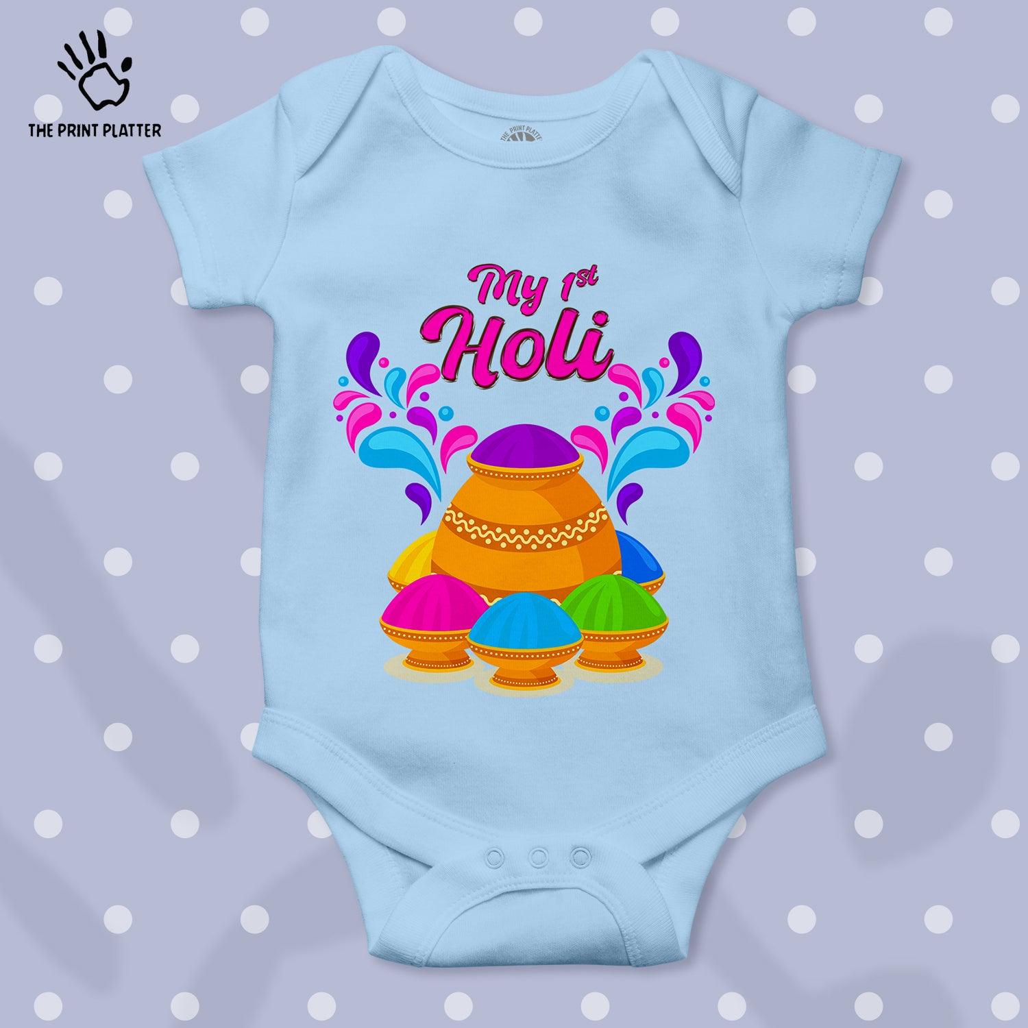 My First Holi Unisex Half Sleeve Romper