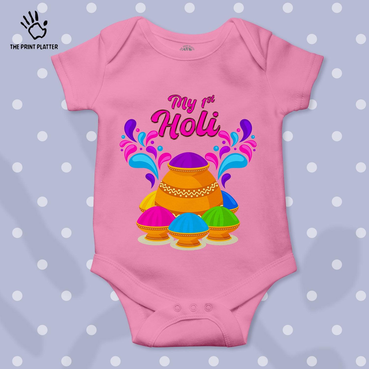 My First Holi Unisex Half Sleeve Romper