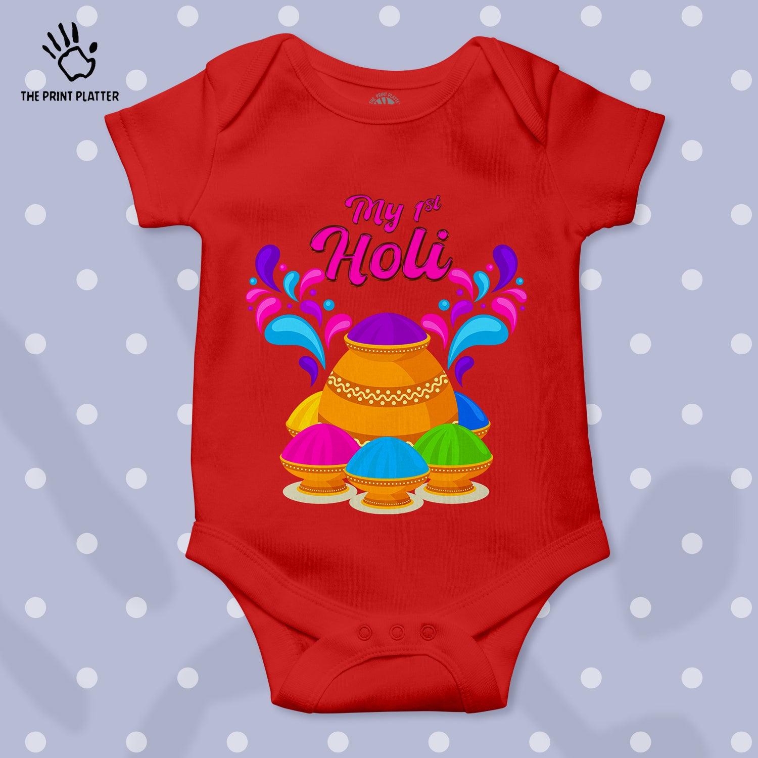 My First Holi Unisex Half Sleeve Romper