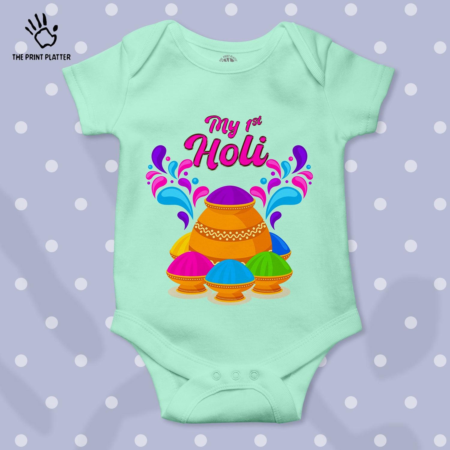 My First Holi Unisex Half Sleeve Romper