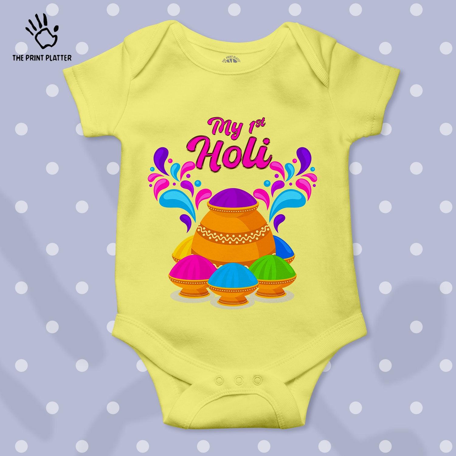 My First Holi Unisex Half Sleeve Romper