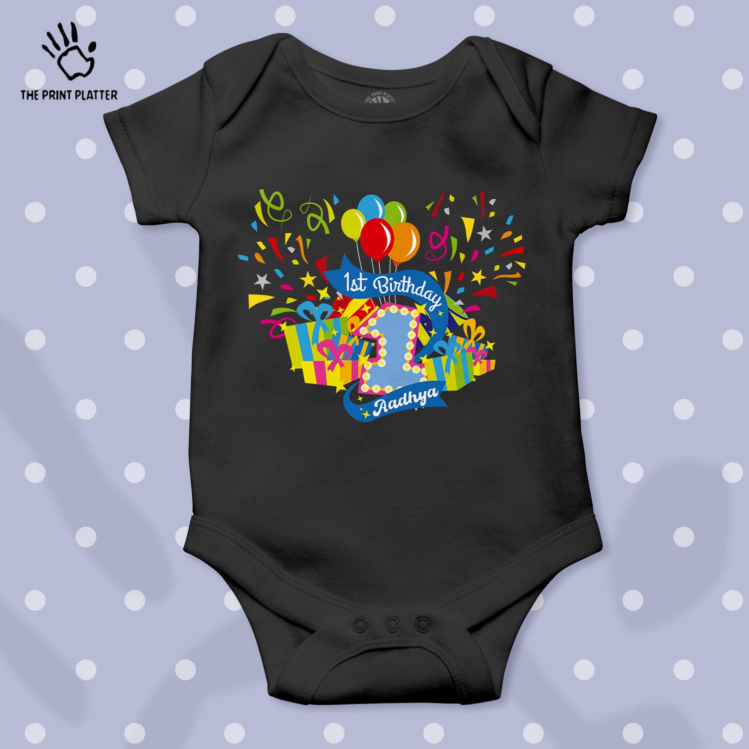 First Birthday Aadhya Unisex Half Sleeve Romper