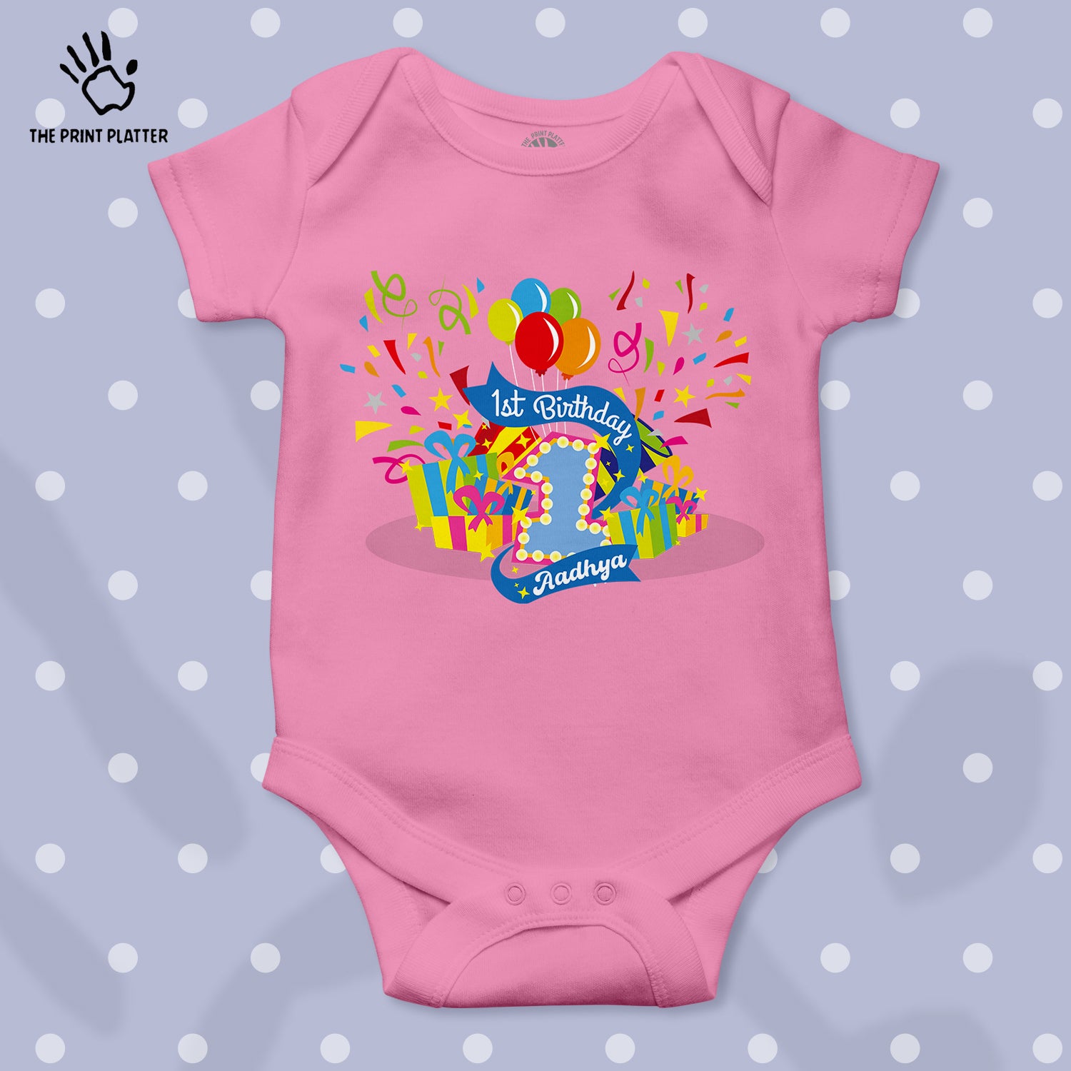 First Birthday Aadhya Unisex Half Sleeve Romper