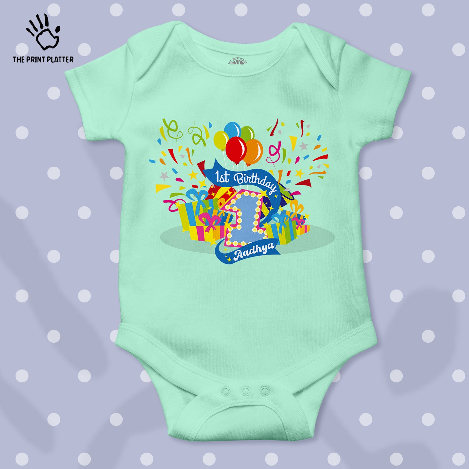 First Birthday Aadhya Unisex Half Sleeve Romper