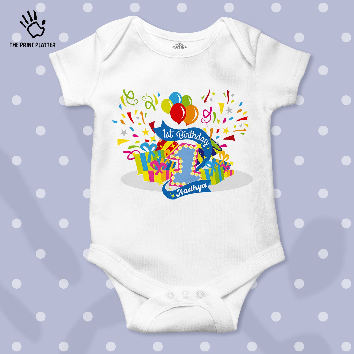 First Birthday Aadhya Unisex Half Sleeve Romper