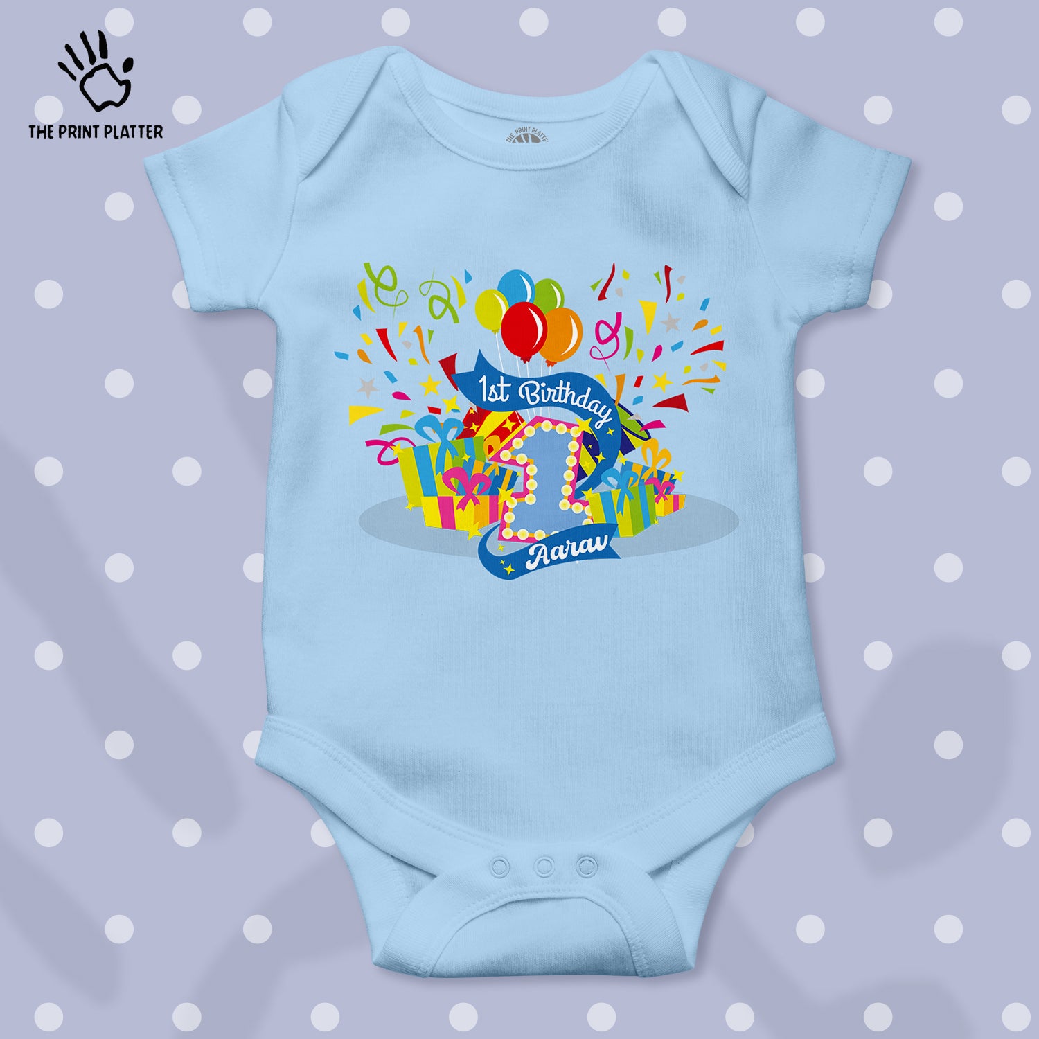 First Birthday Aarav Unisex Half Sleeve Romper