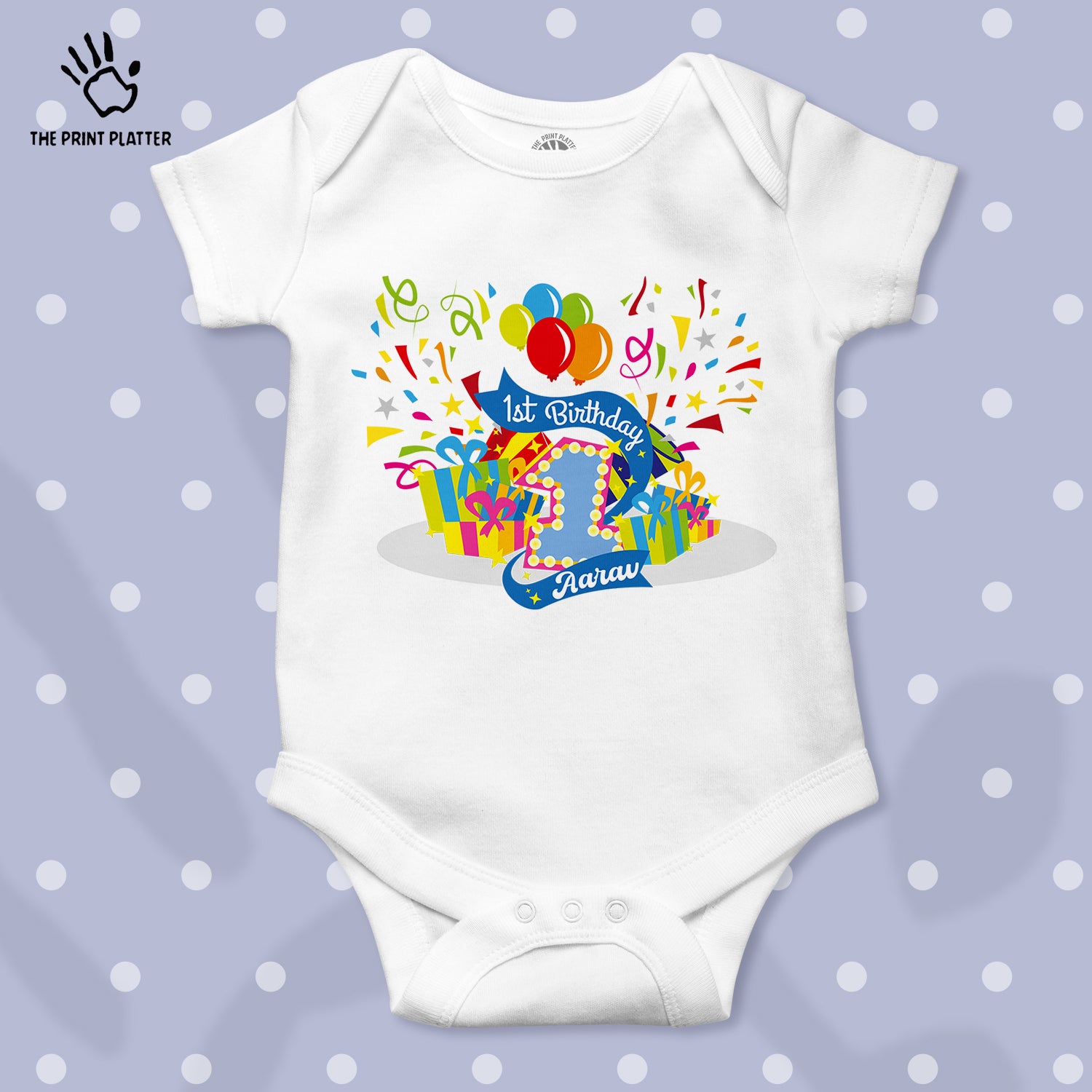 First Birthday Aarav Unisex Half Sleeve Romper