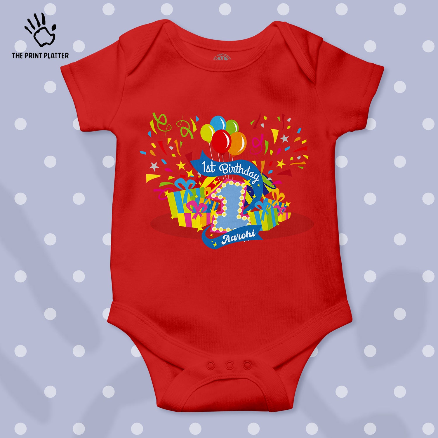 First Birthday Aarohi Unisex Half Sleeve Romper