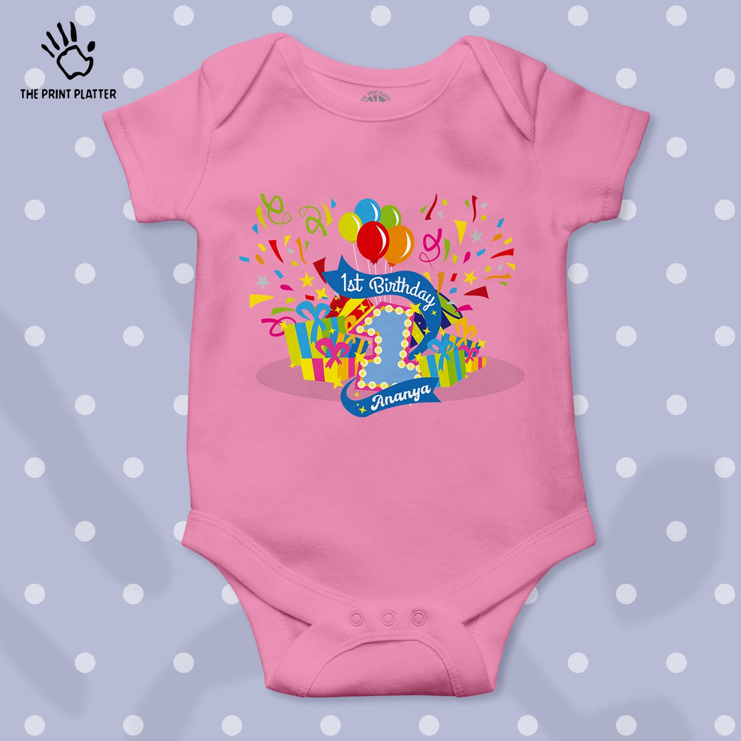 First Birthday Ananya Unisex Half Sleeve Romper