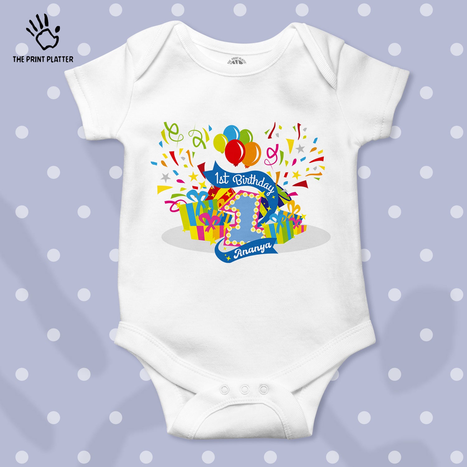 First Birthday Ananya Unisex Half Sleeve Romper