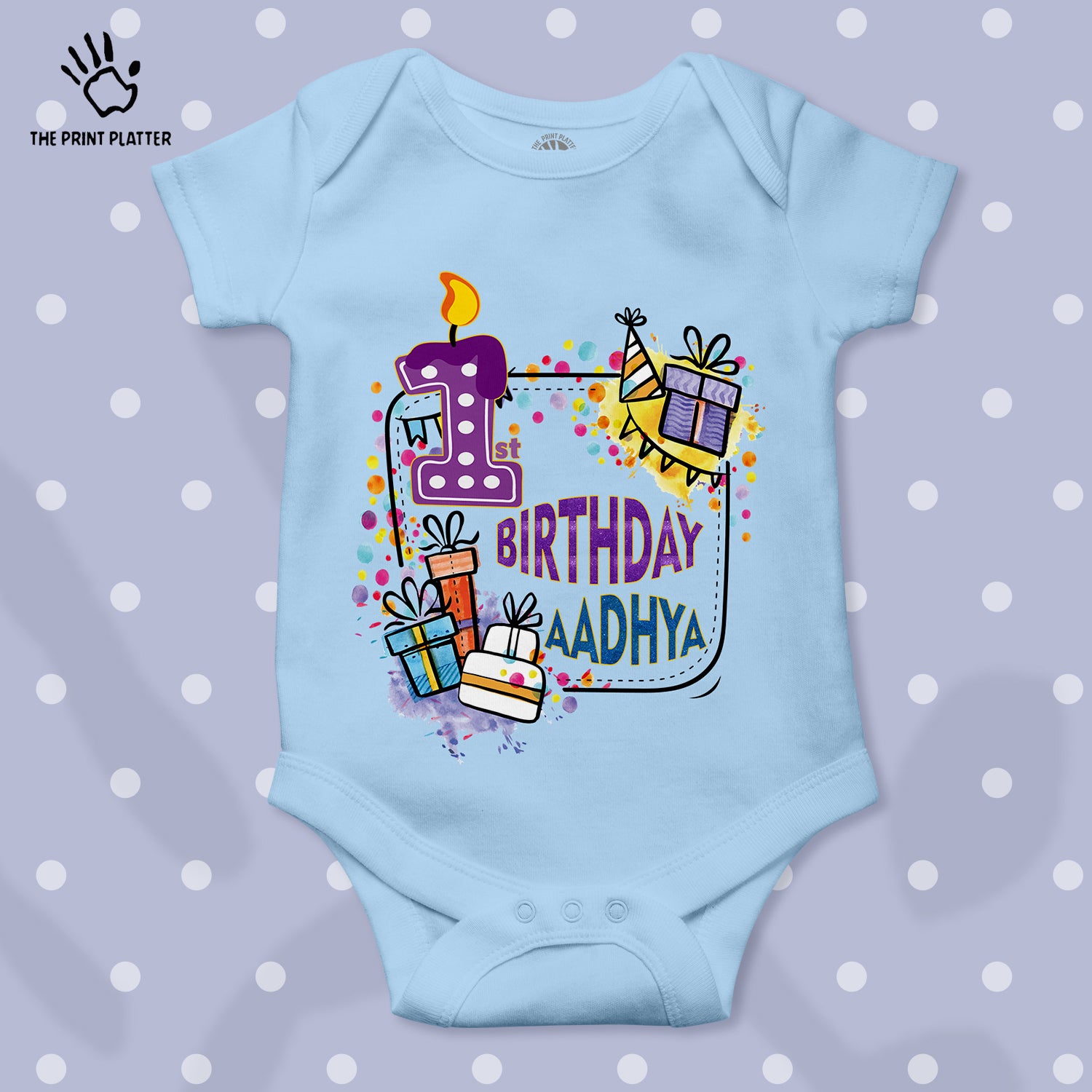 First Birthday Aadhya Unisex Half Sleeve Romper