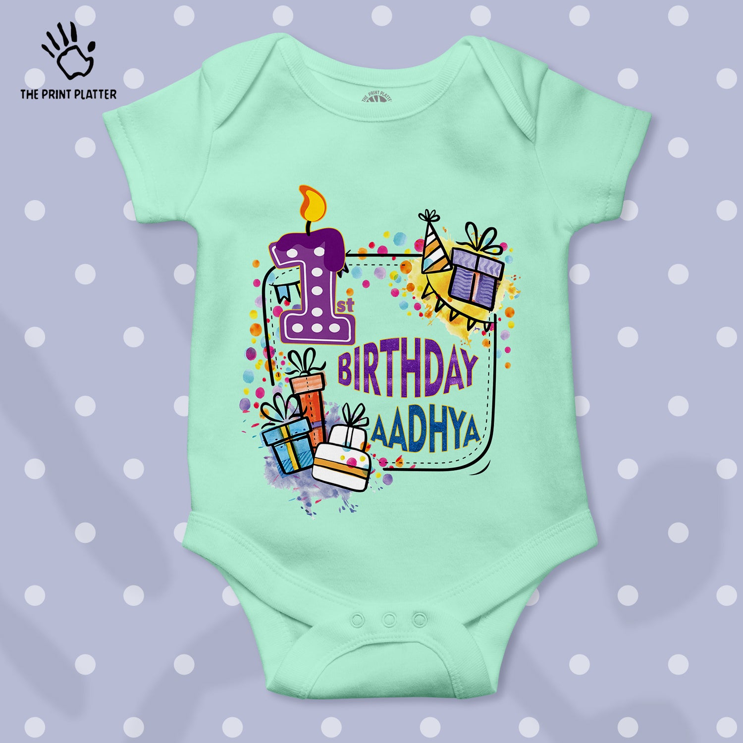 First Birthday Aadhya Unisex Half Sleeve Romper