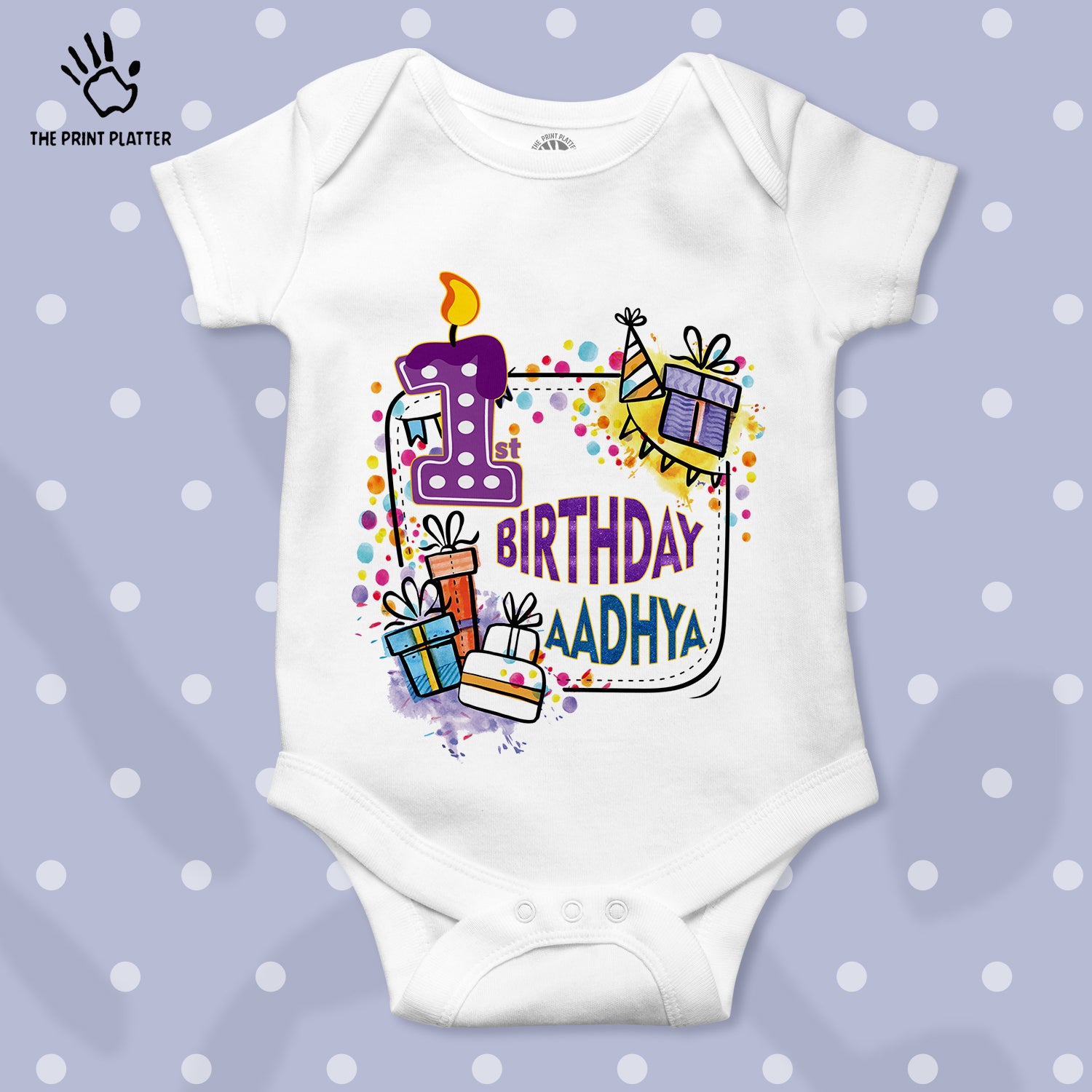 First Birthday Aadhya Unisex Half Sleeve Romper