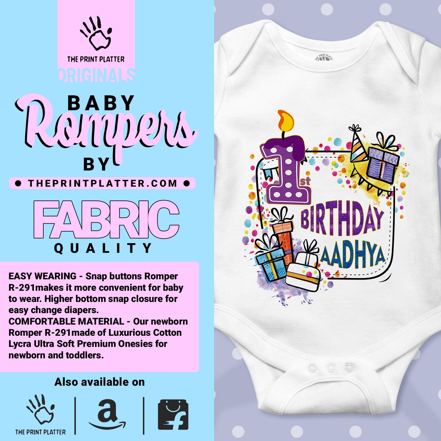 First Birthday Aadhya Unisex Half Sleeve Romper