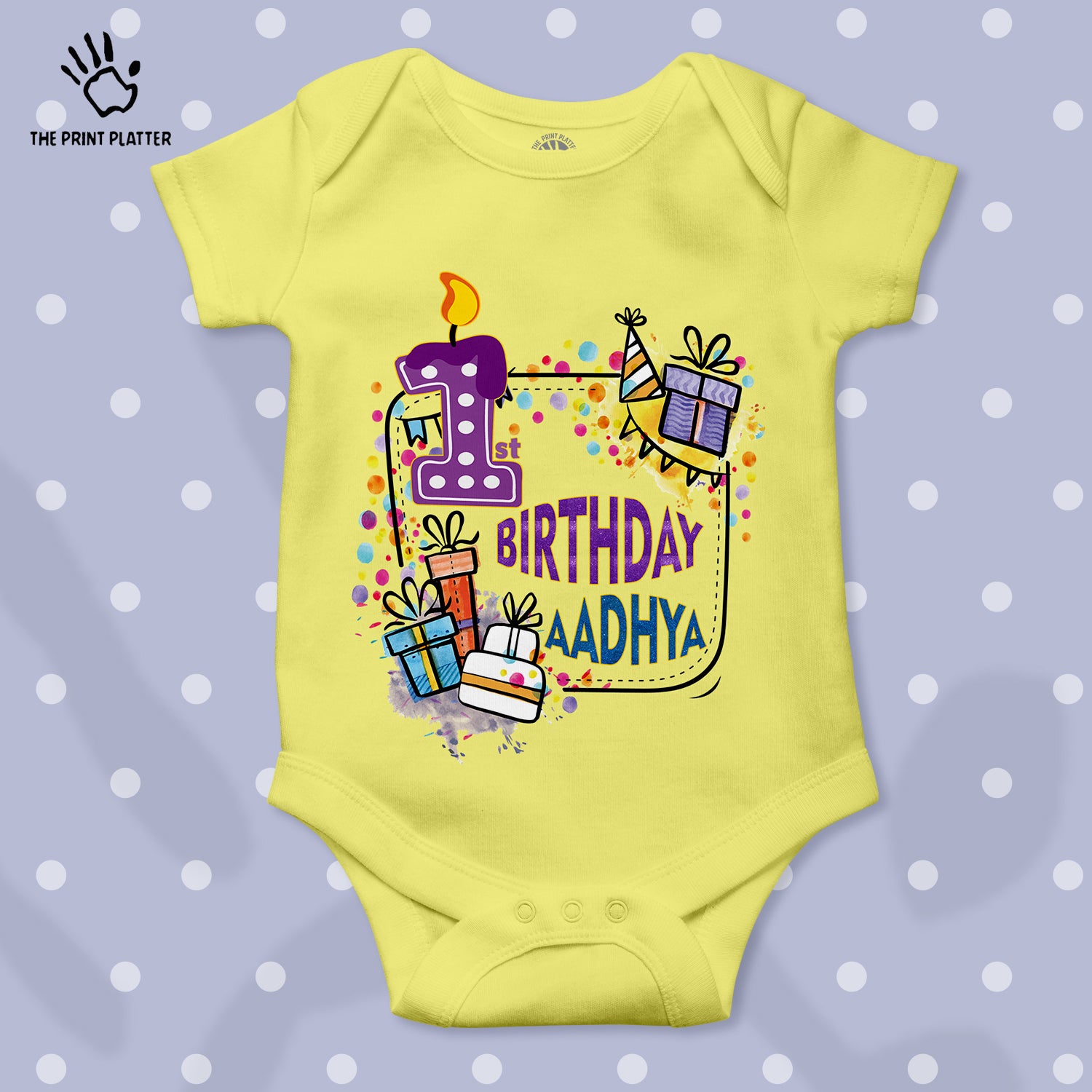 First Birthday Aadhya Unisex Half Sleeve Romper