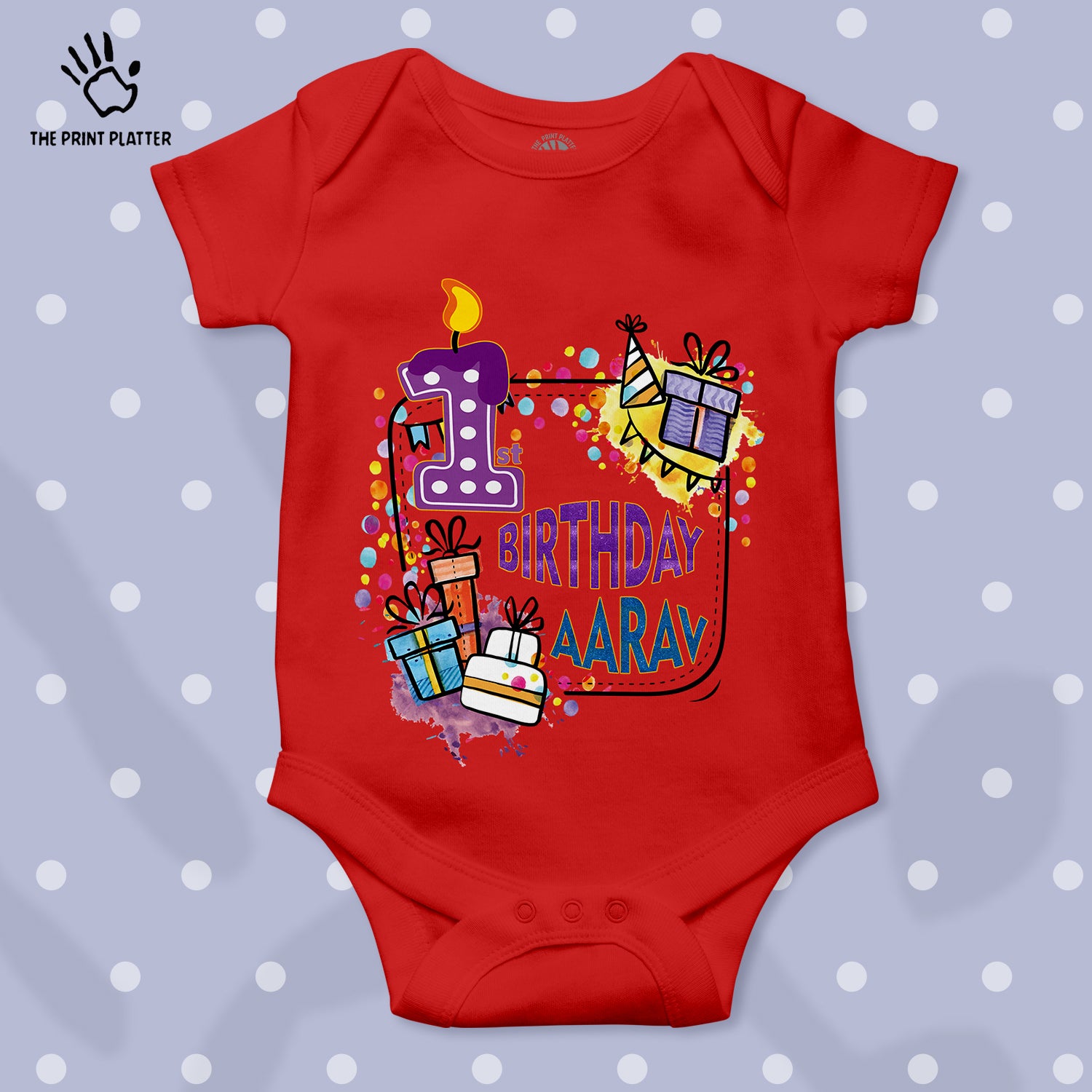 First Birthday Aarav Unisex Half Sleeve Romper